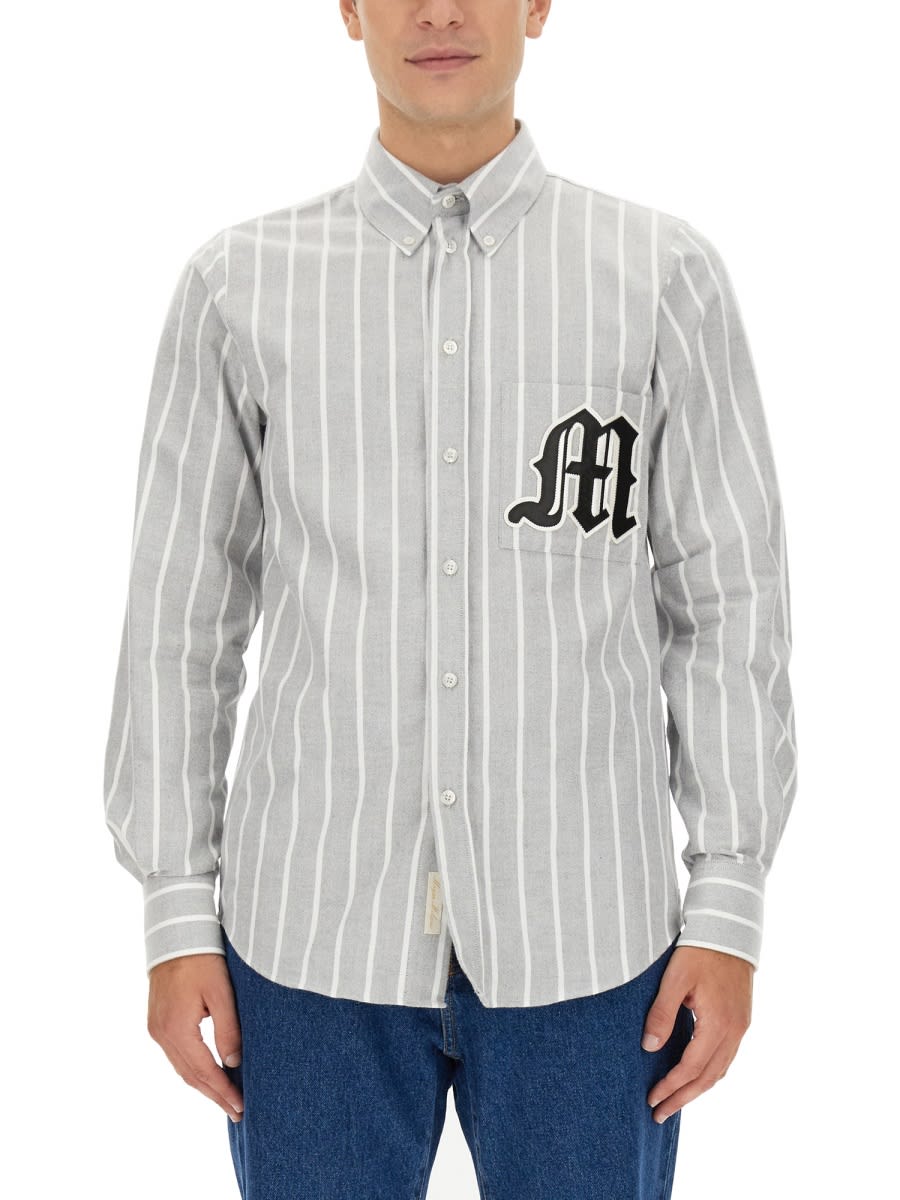 Shop Msgm Shirt With Logo In Grey