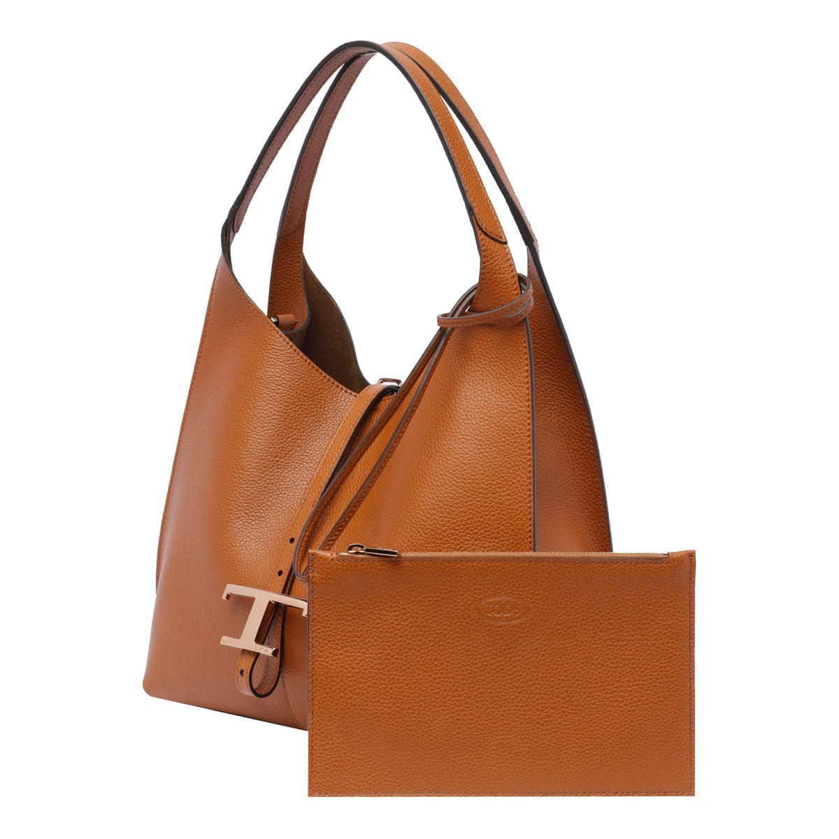 Tod's Elegant Grained Leather Tote Bag In Brown