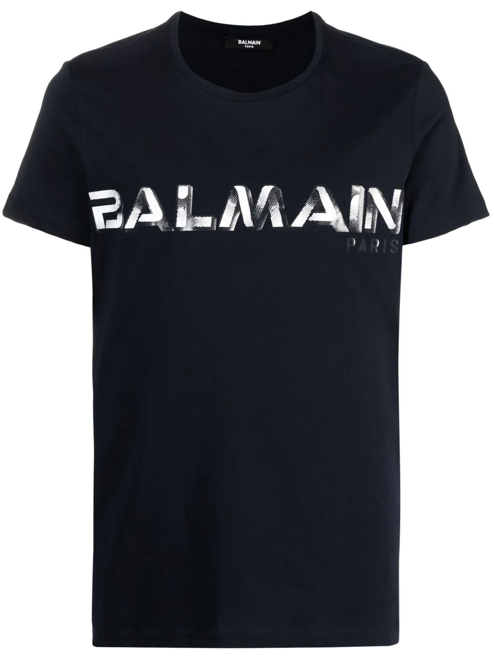 Balmain Navy Blu Cotton T-shirt