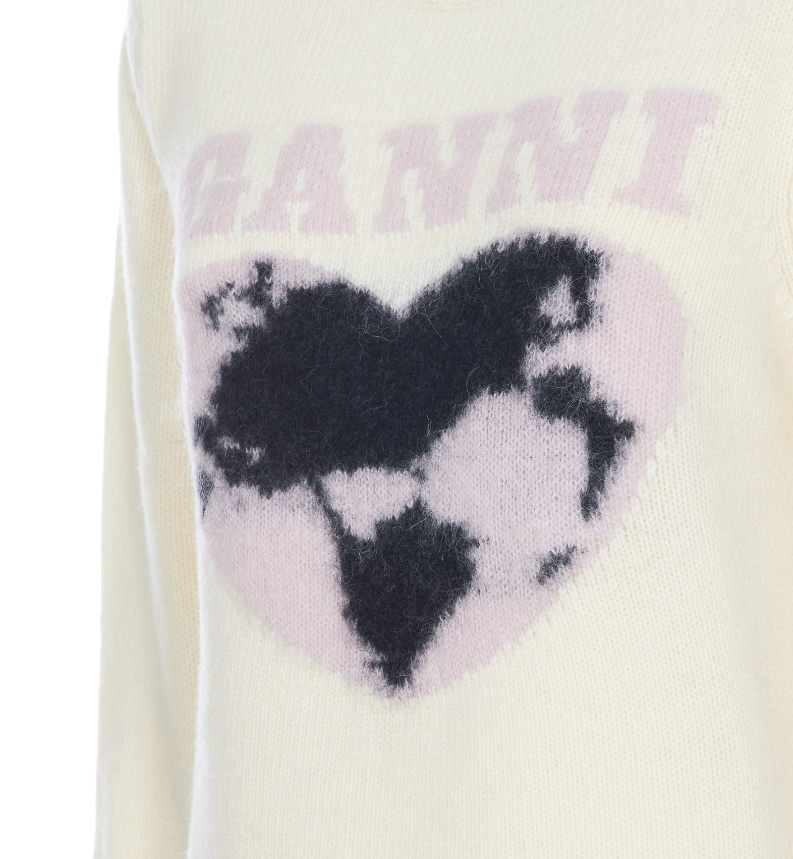 Shop Ganni Graphic Soft Wool Sweater In White
