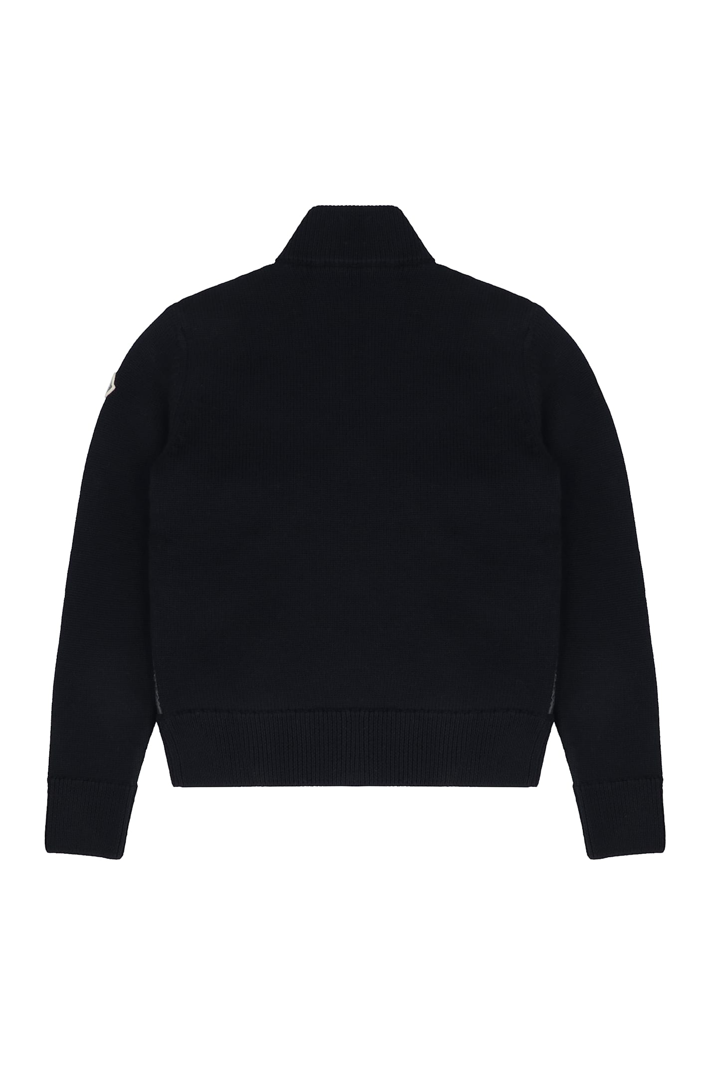 Moncler Kids Logo Shell And Wool Cardigan (12-14 Years) In Blue