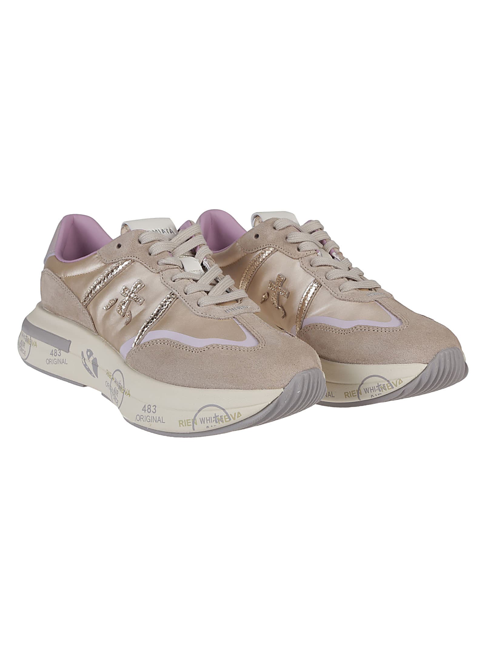 Shop Premiata Cassie Sneakers In Taupe