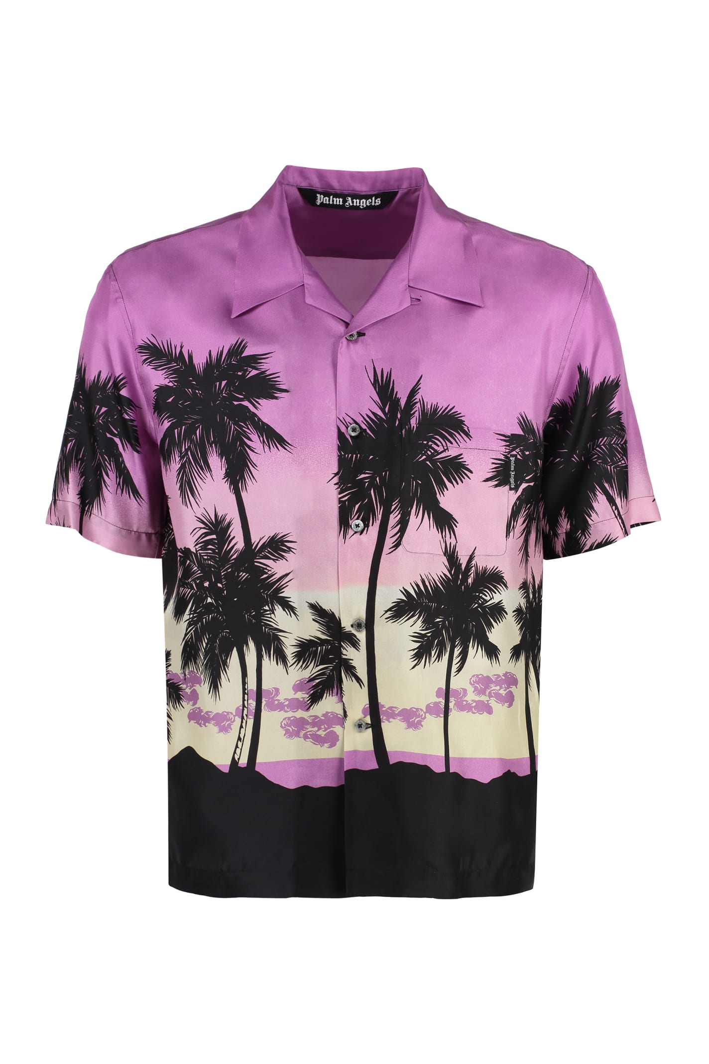 Shop Palm Angels Printed Short Sleeved Shirt