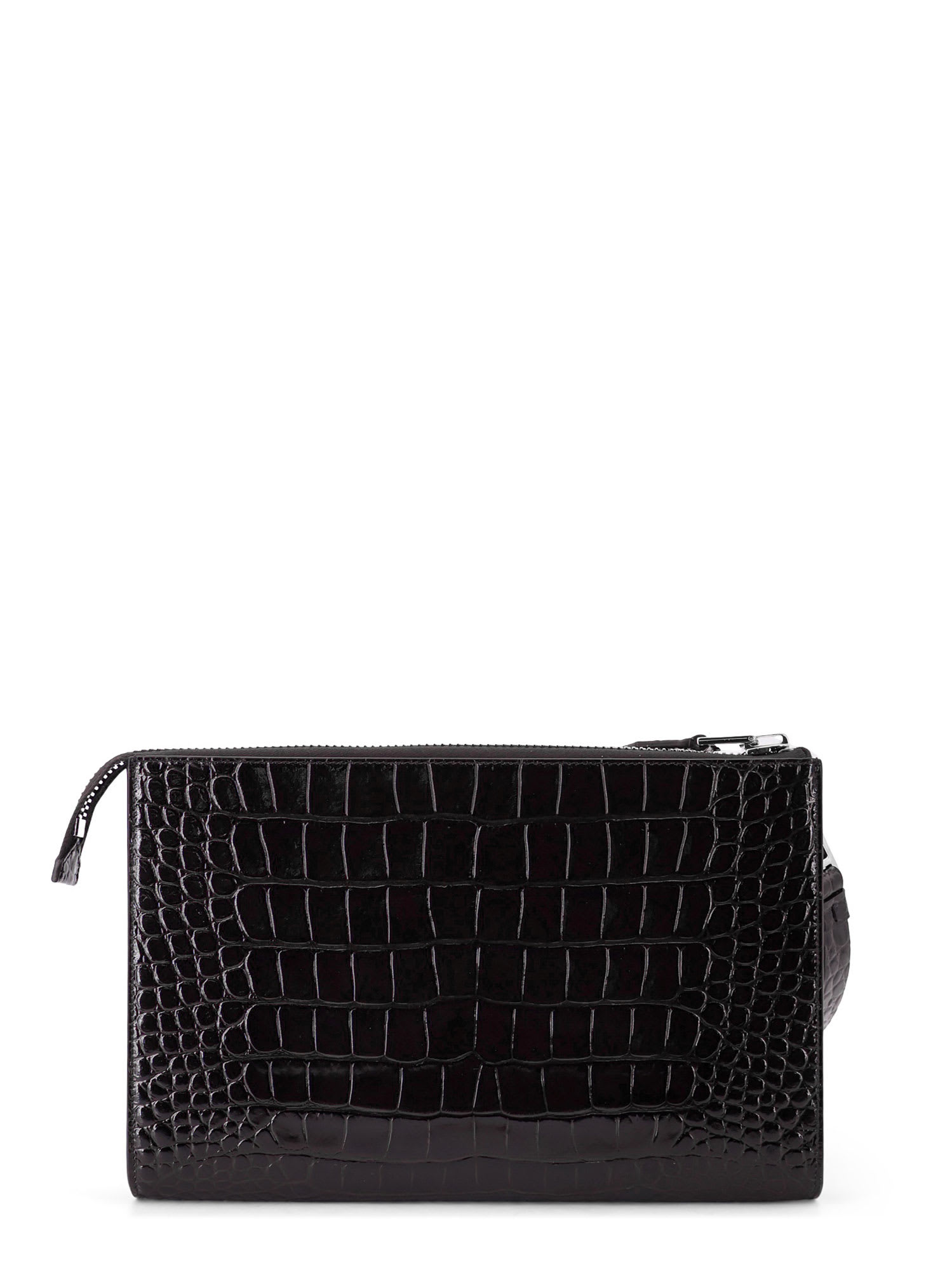 Tom Ford Rectangular Crocodile Texture Clutch Bag In Black