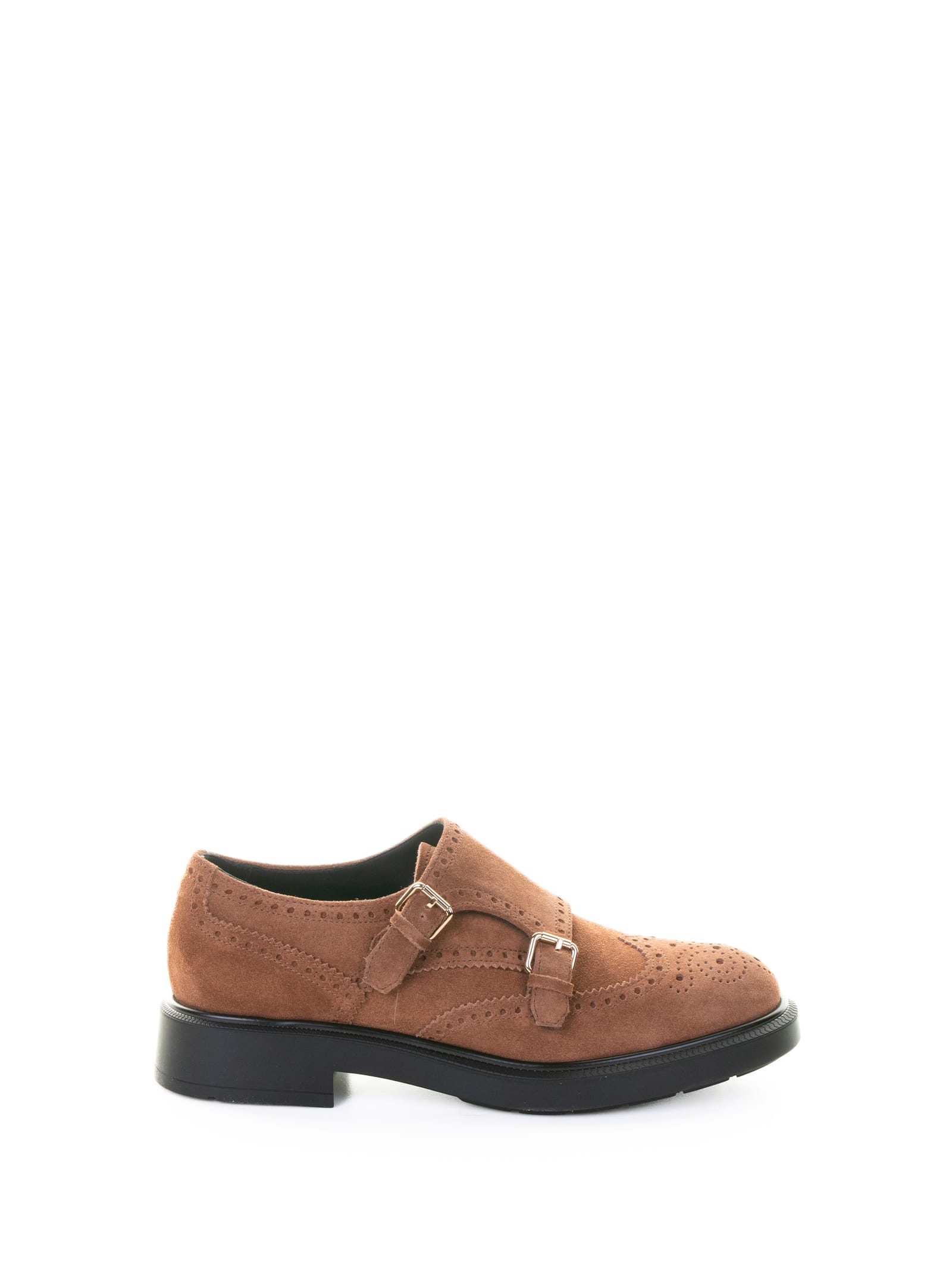 Fratelli Rossetti Double Buckle Suede Moccasin In Brown