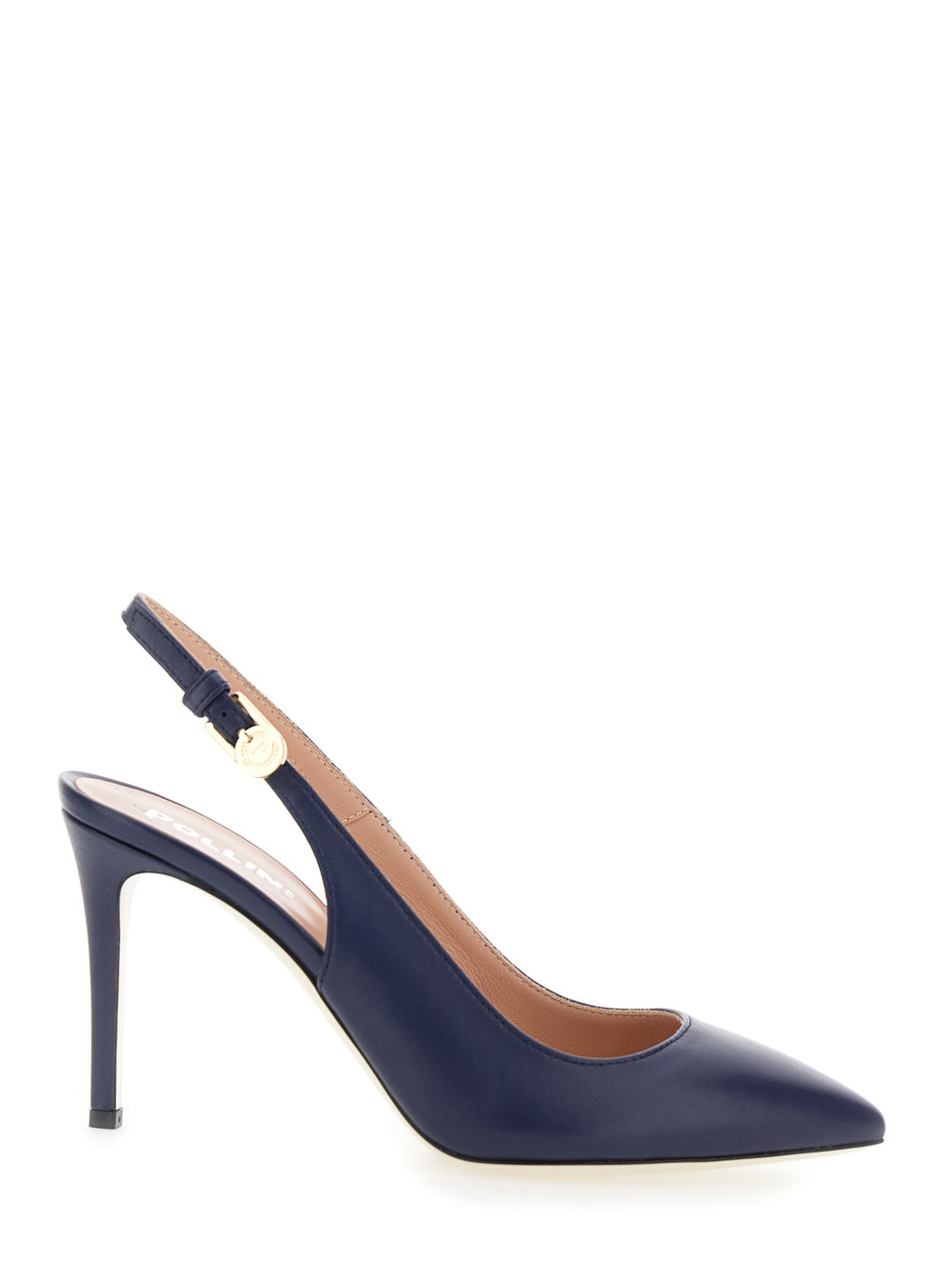 Blue Slingback Pumps With High Stiletto Heel In Soft Leather Woman