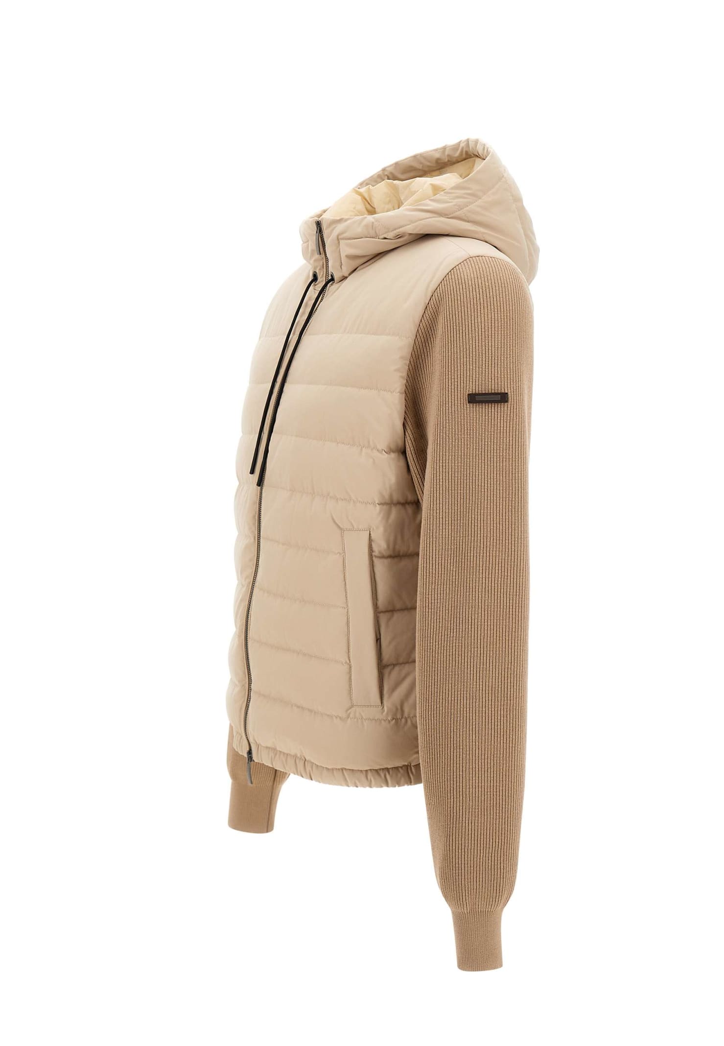 Shop Peserico Knitted Jacket With Padding In Beige