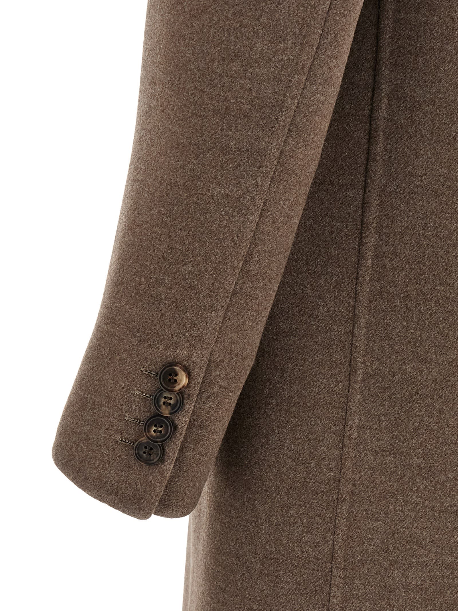 Brioni Notch Lapel Coat With Flap And Chest Pockets In Brown