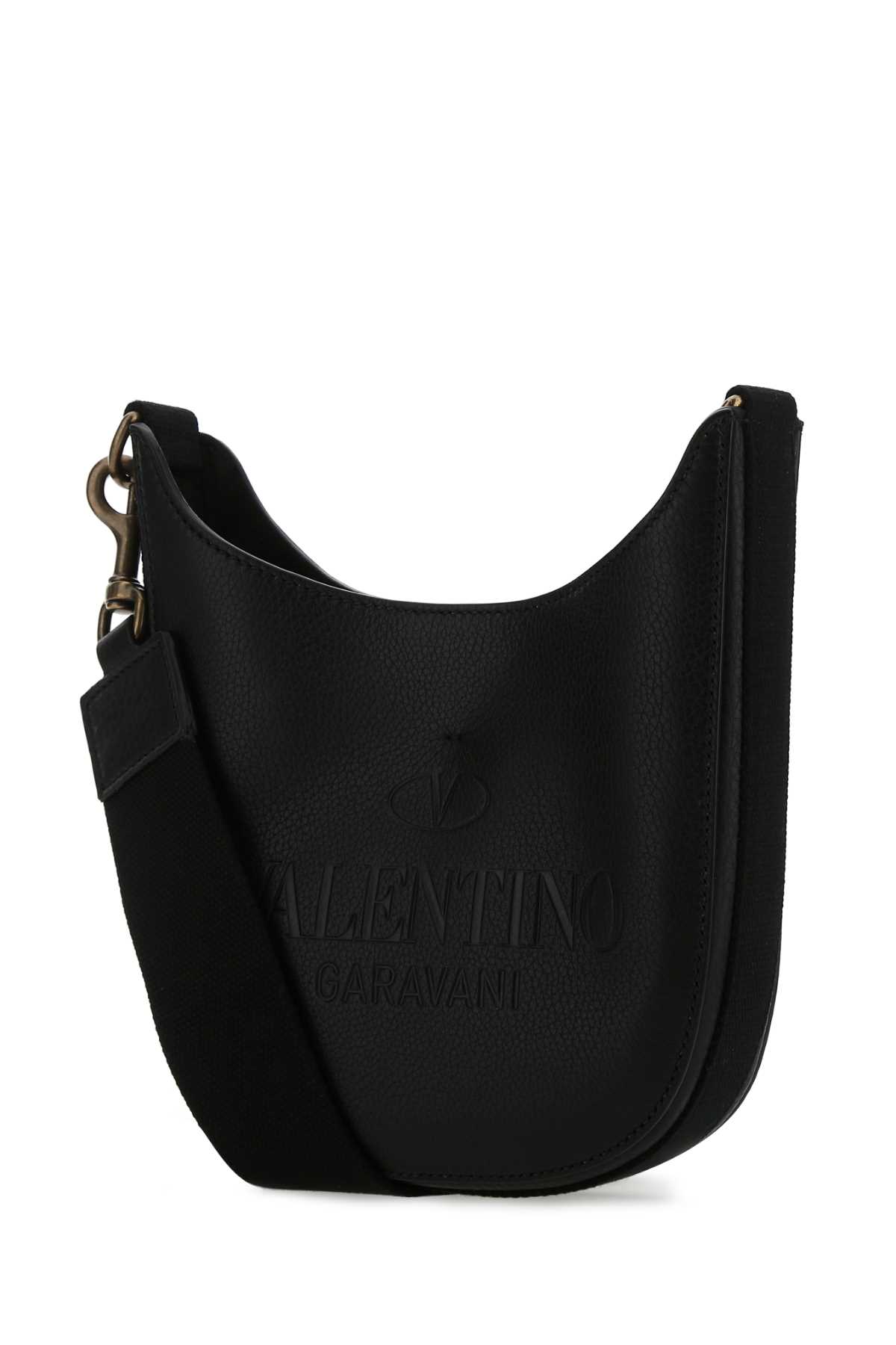 Valentino Garavani Black Leather Identity Crossbody Bag In Burgundy