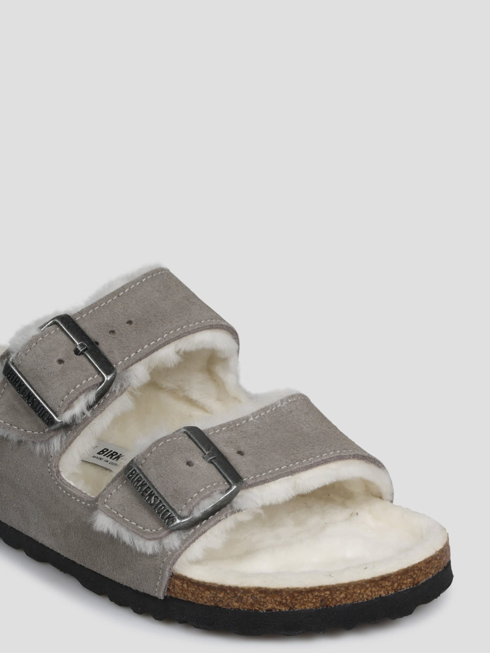 Shop Birkenstock Arizona Shearling Sandal In Grey