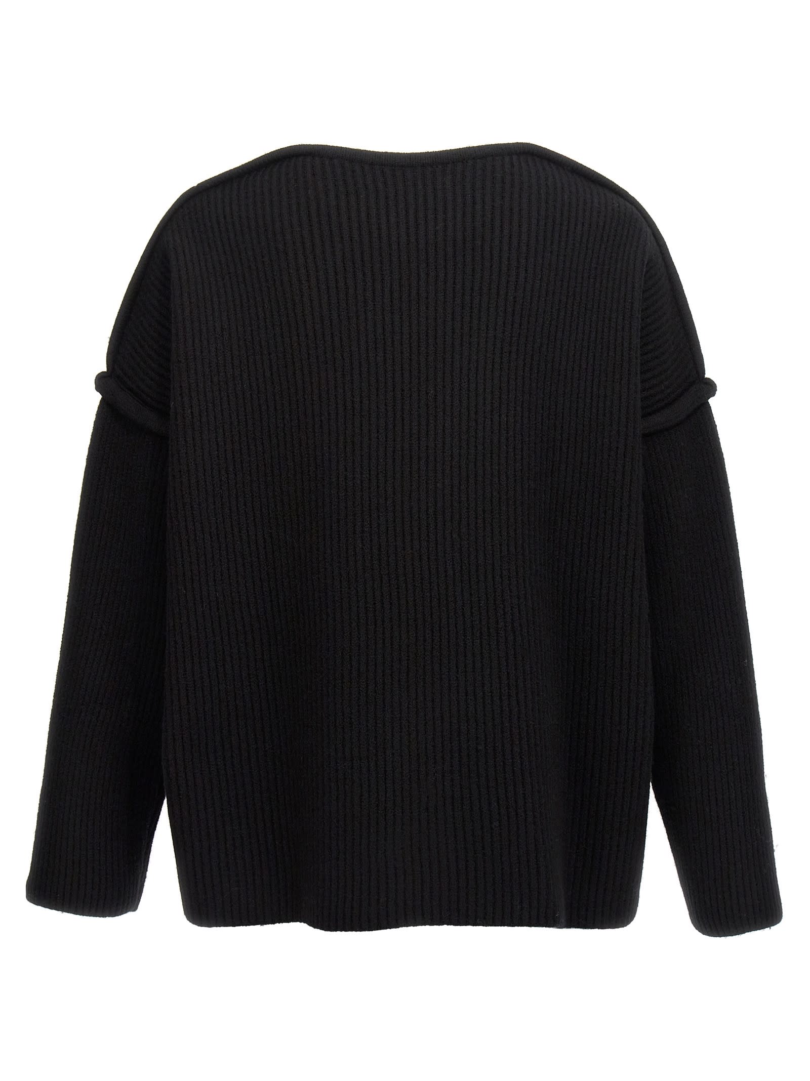 Shop Jil Sander Geometric Neckline Sweater In Black