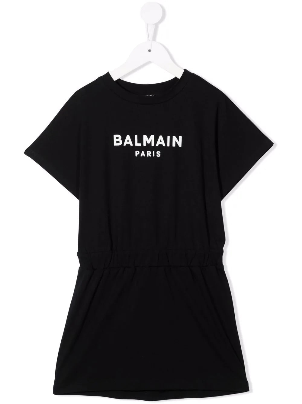 Balmain Kids Black Dress With White Logo And Elasticated Waist