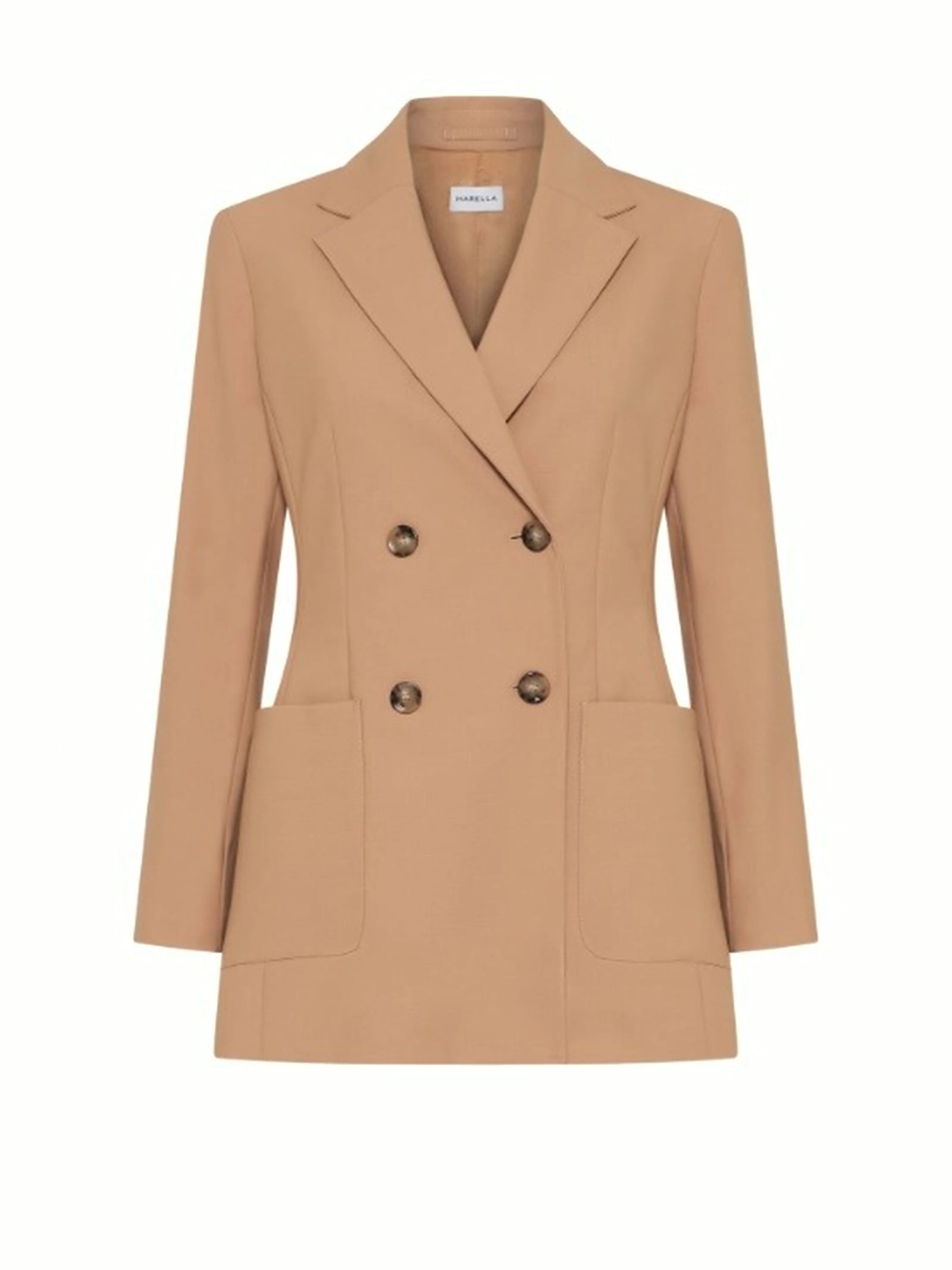 Marella Camel Double Breasted Jacket In Neutral