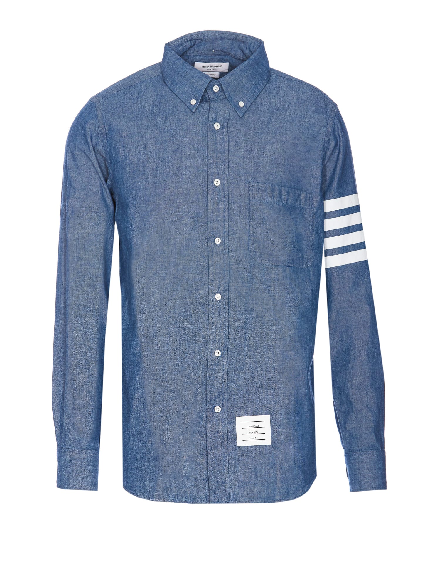 Shop Thom Browne 4 Bar Shirt In Blue