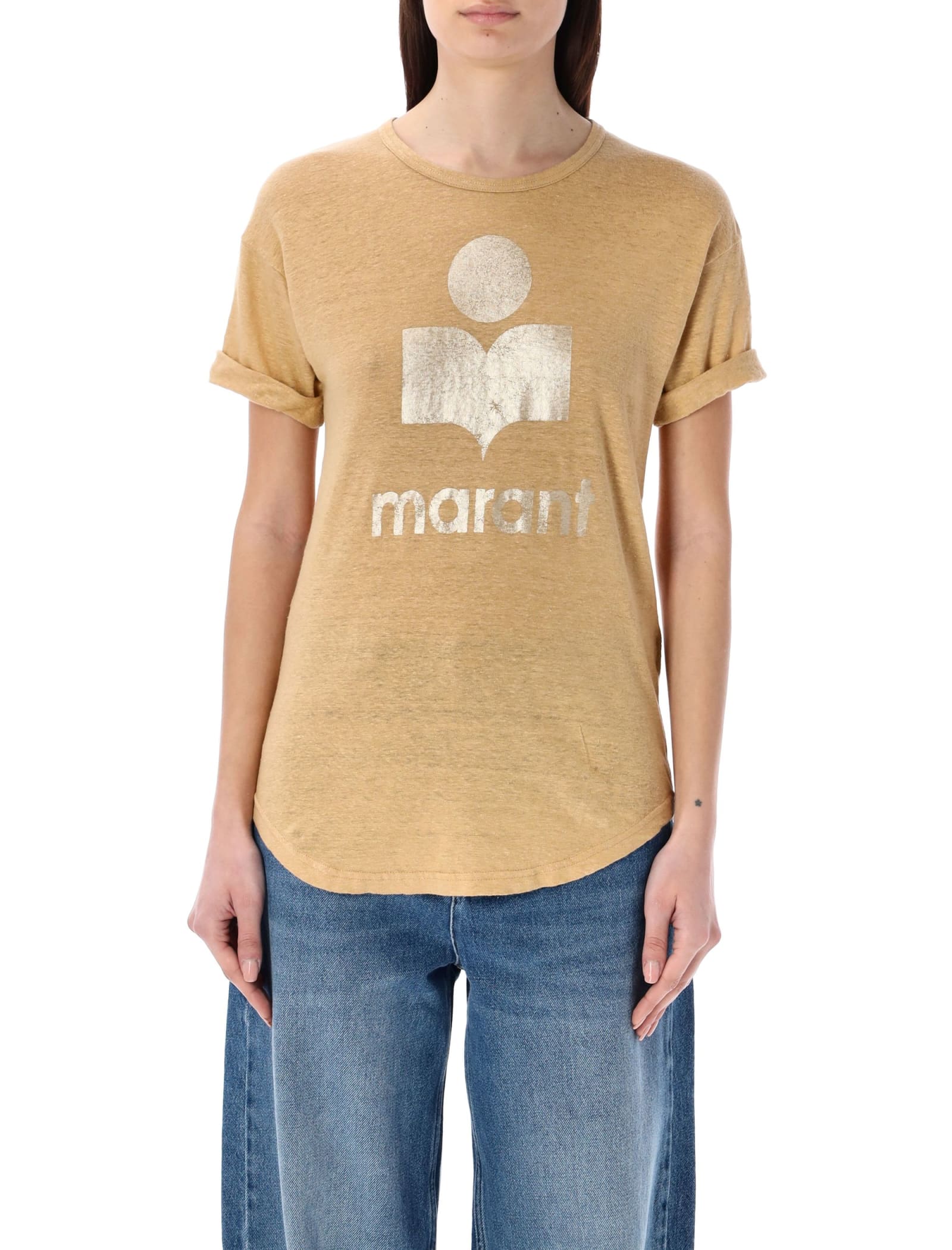 Shop Isabel Marant Étoile Koldi T-shirt In Sahara/light Gold