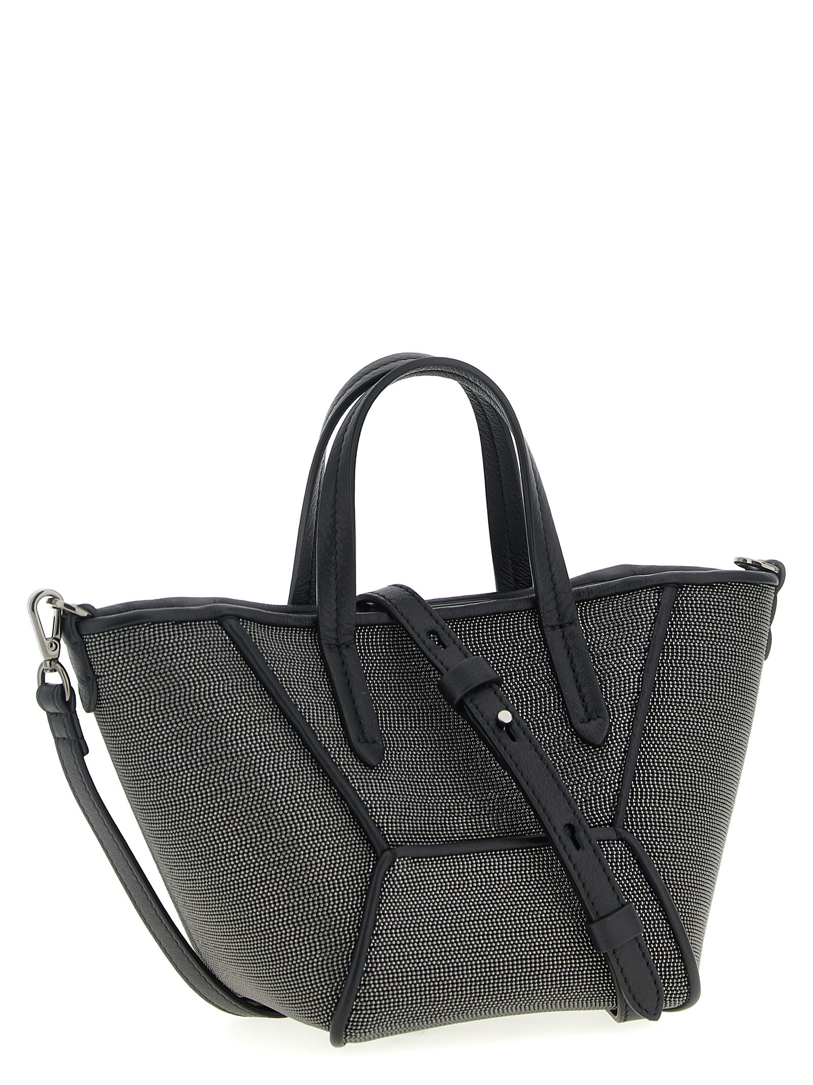 Brunello Cucinelli Precious Bc Duo Mini Bag In Grained Leather In Black