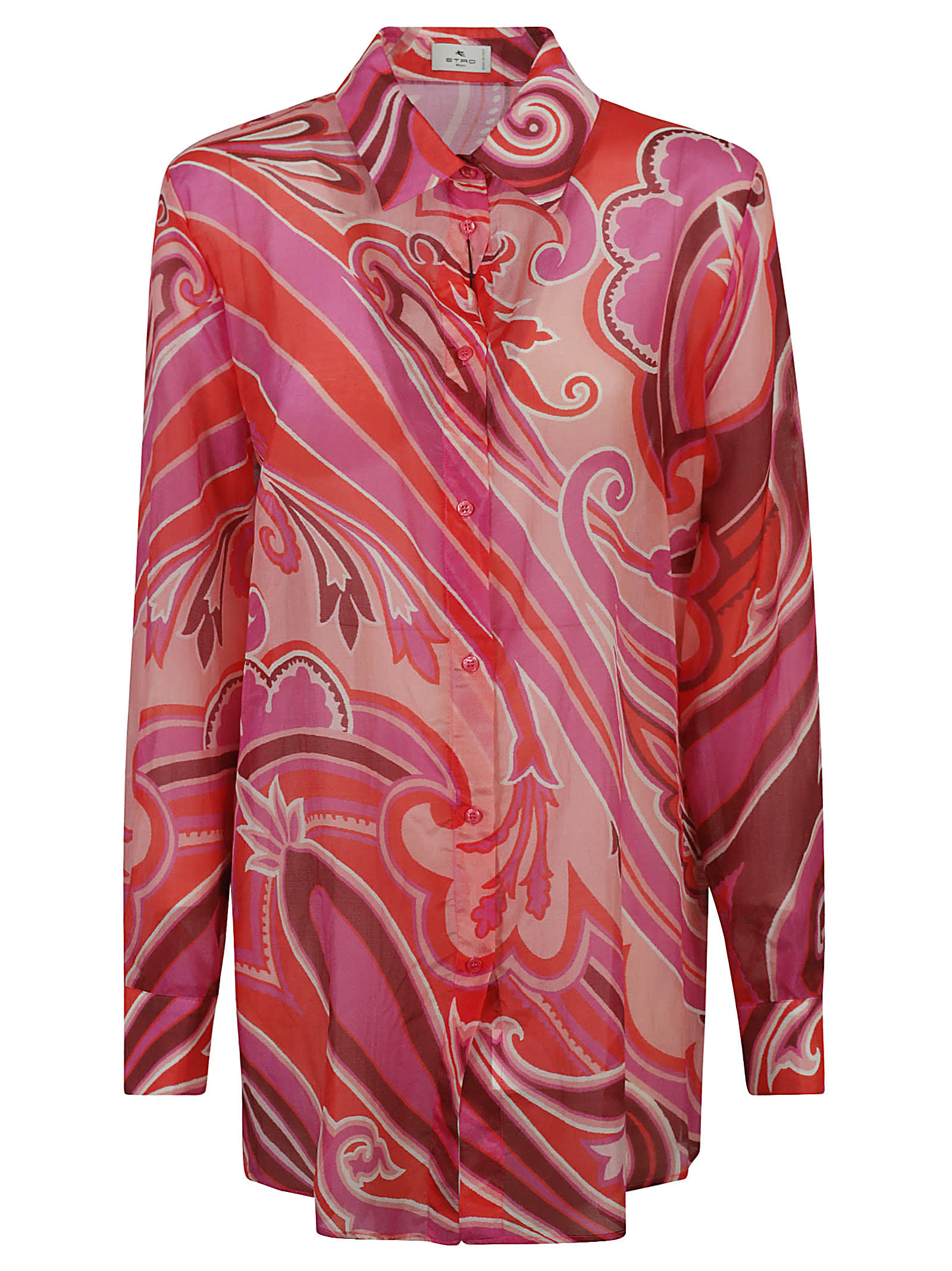 Etro Printed Long-sleeved Shirt In Red