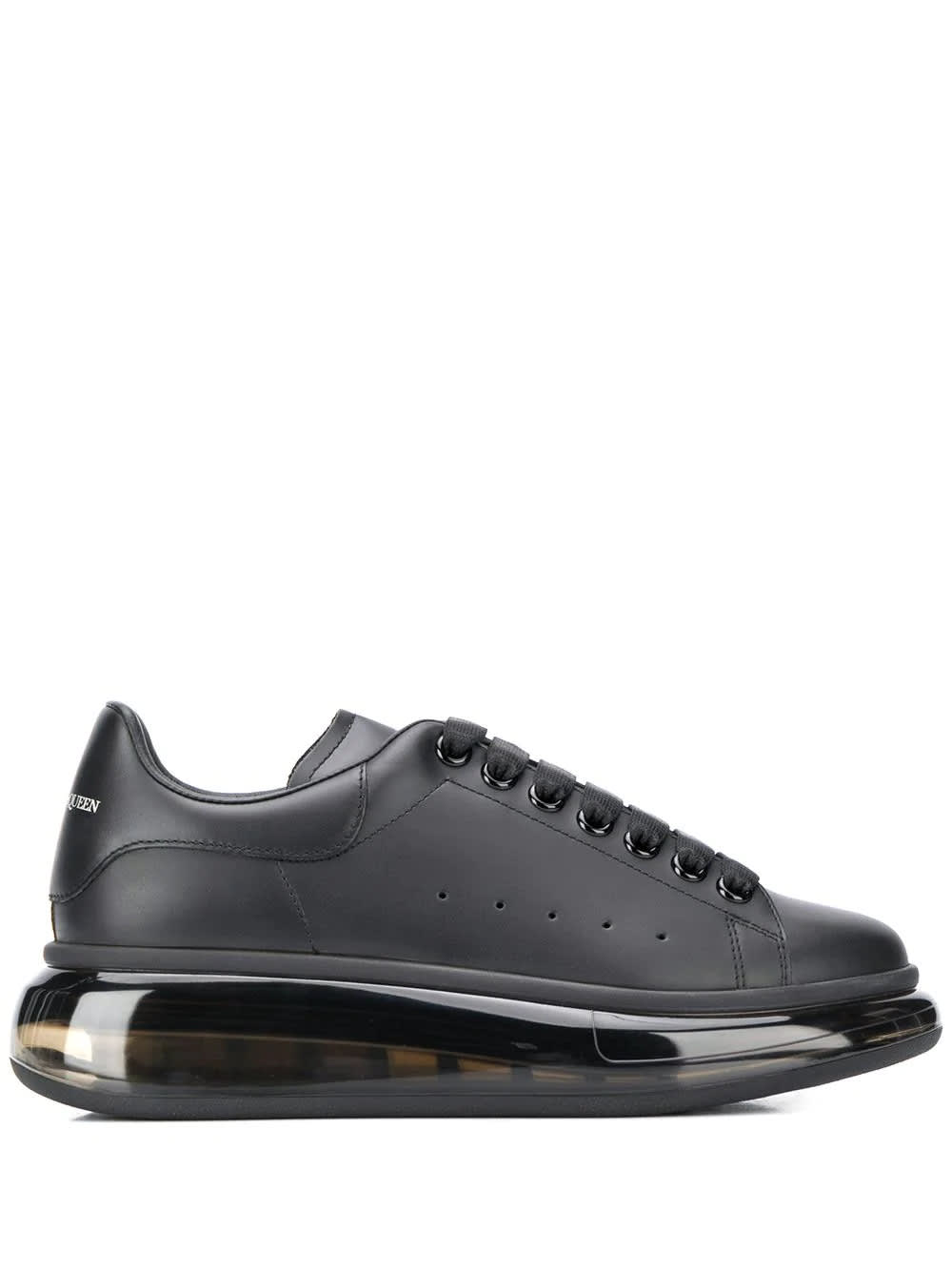 Buy Alexander McQueen Woman Black Oversize Sneakers With Transparent Sole online, shop Alexander McQueen shoes with free shipping