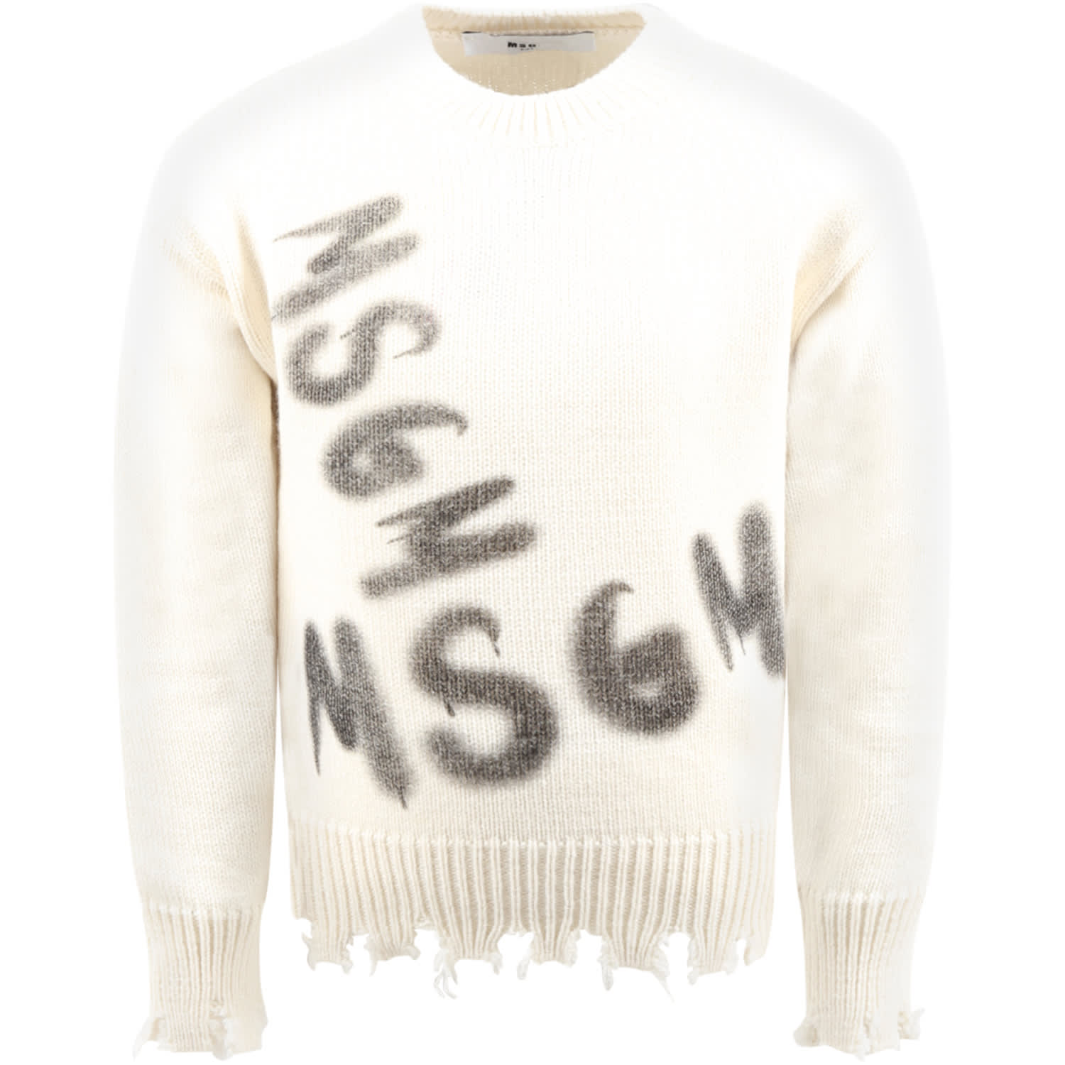 MSGM Ivory Sweater For Kids With Logos