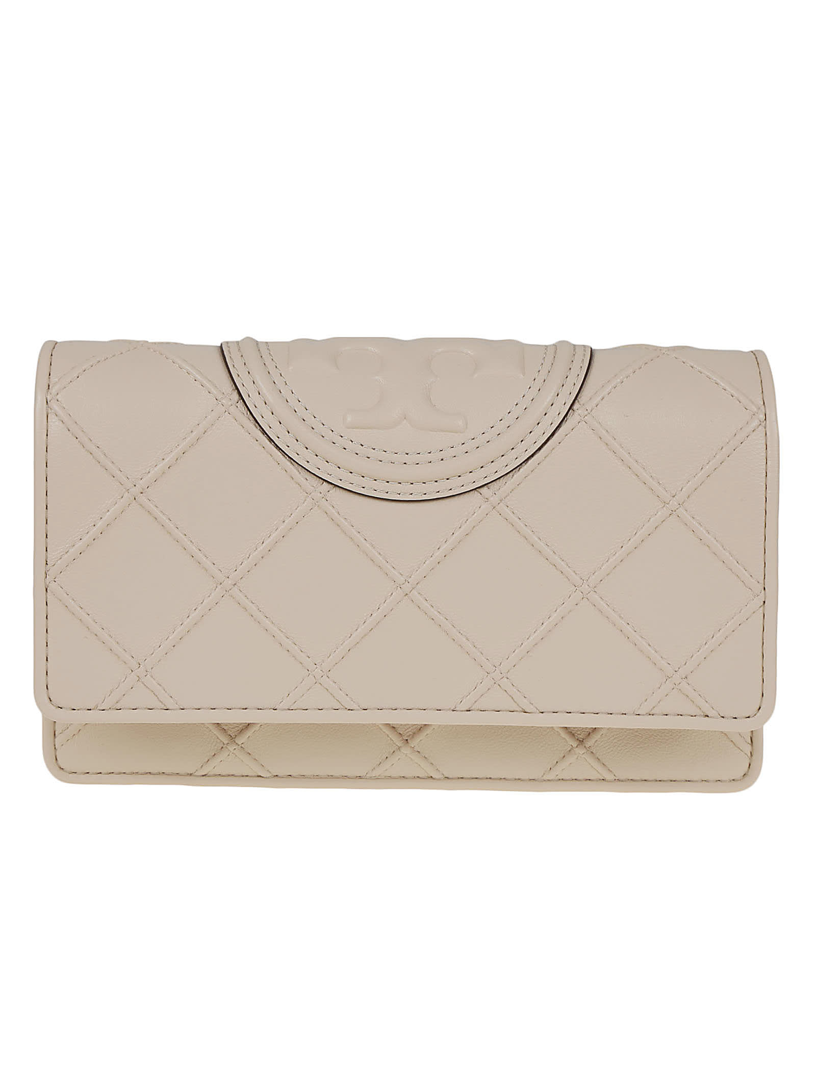 Shop Tory Burch Fleming Soft Chain Wallet In New Cream