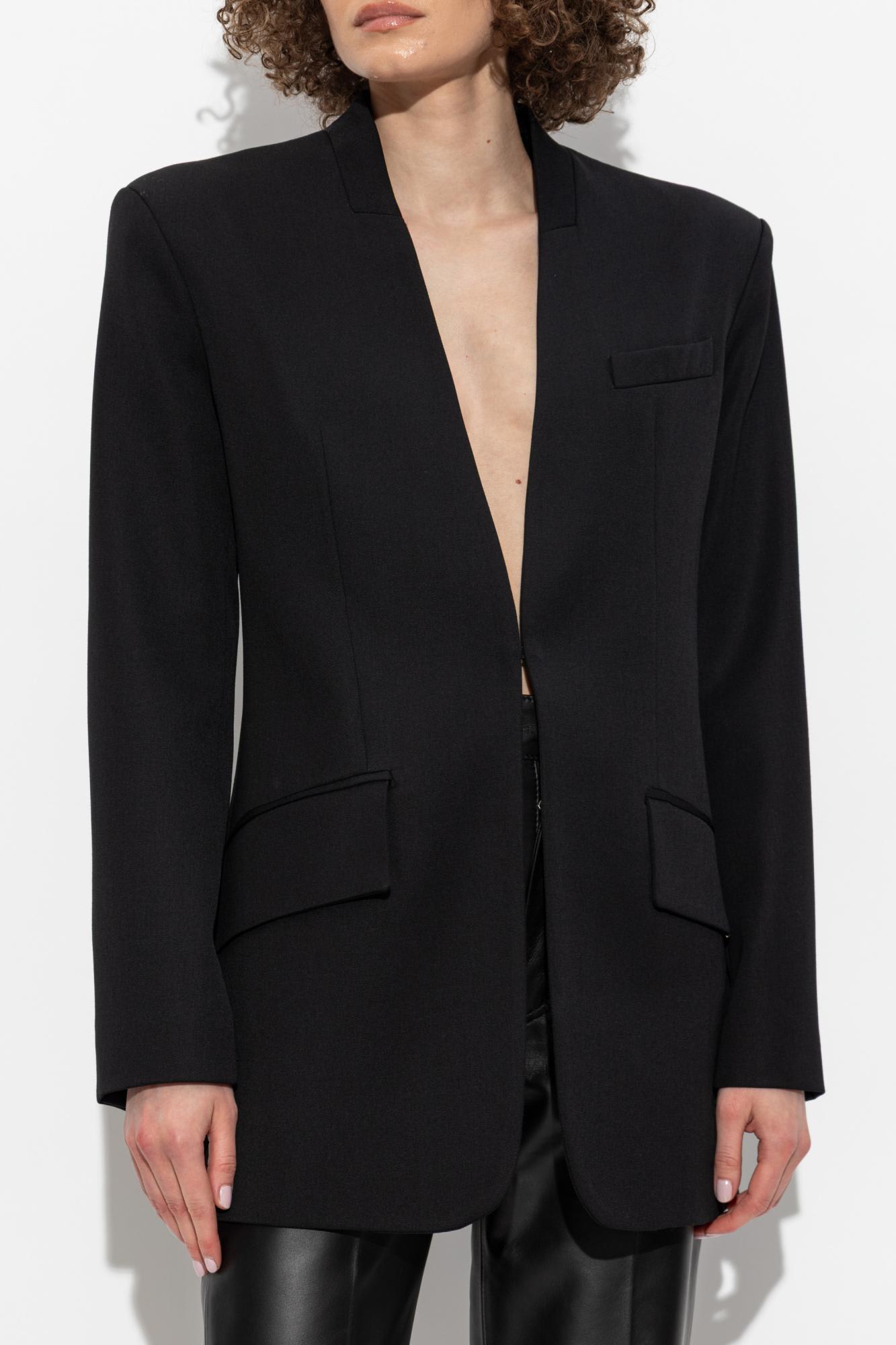 Attico Tailored Jacket With Back Vent And Flap Pockets In Black