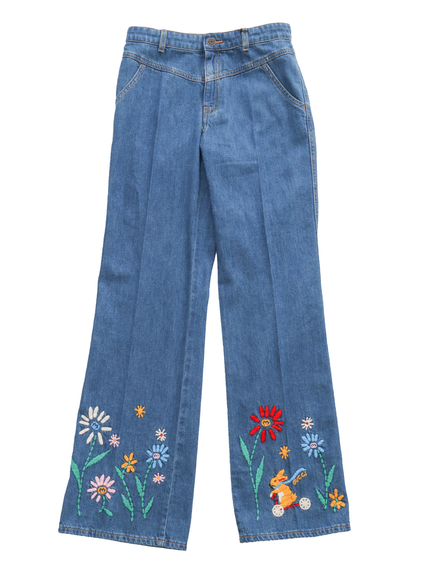 GUCCI FLORAL EMBROIDERY JEANS