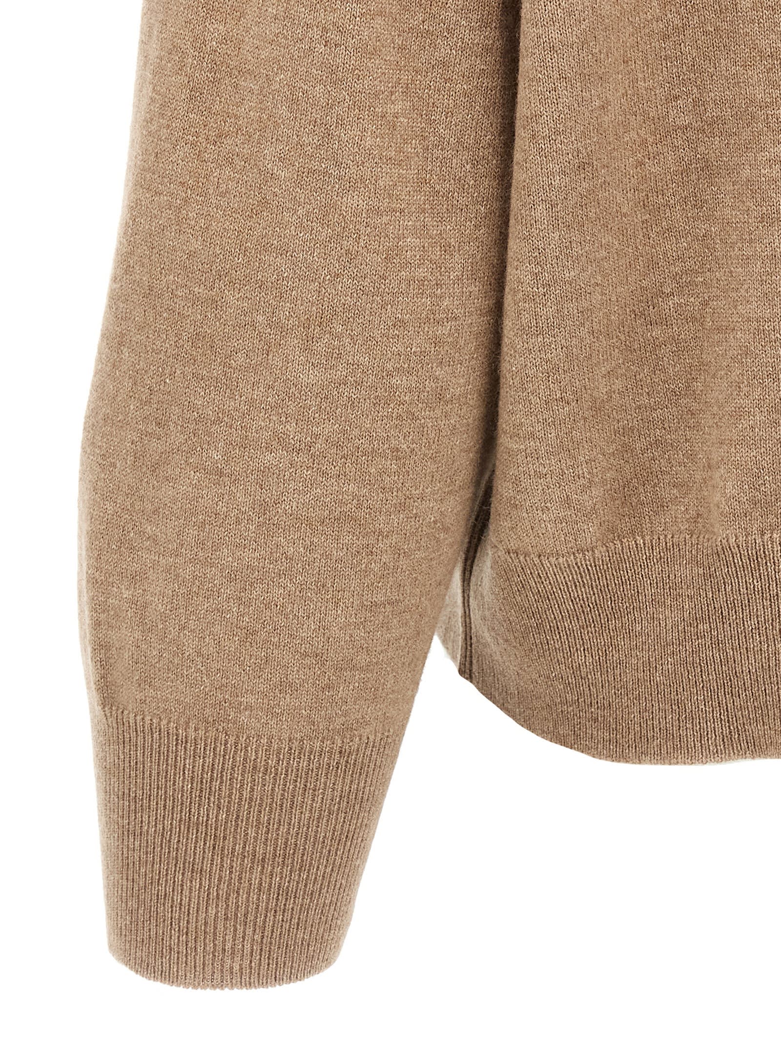 Brunello Cucinelli Cropped Knit Sweater Crew Neck In Sand