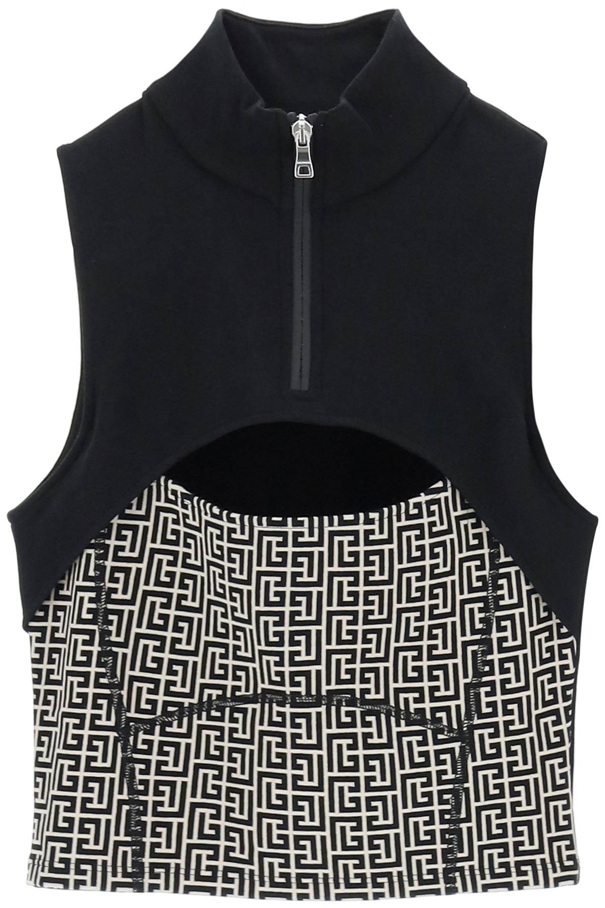 BALMAIN MONOGRAM SPORTS CROPPED TOP