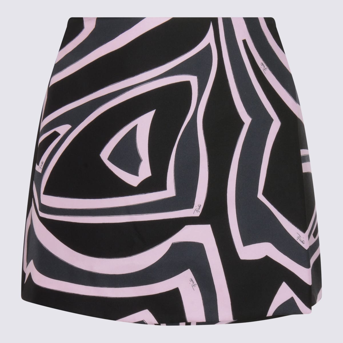 Pucci High Waist Abstract Pattern Mini Skirt In Black