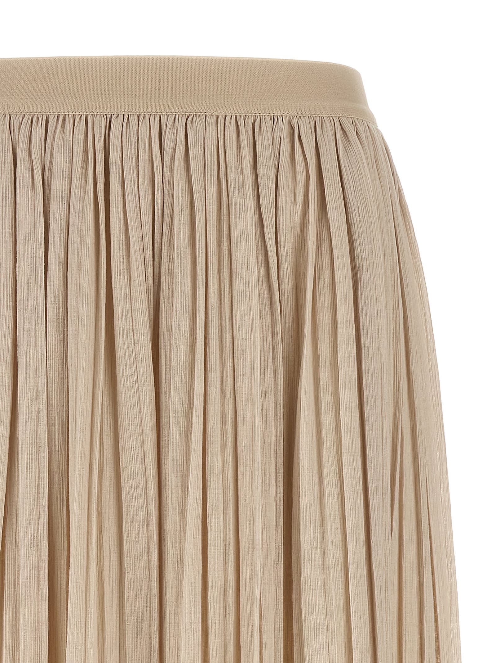 Weekend Max Mara Elastic-waistband Pleated Maxi Skirt In Brown