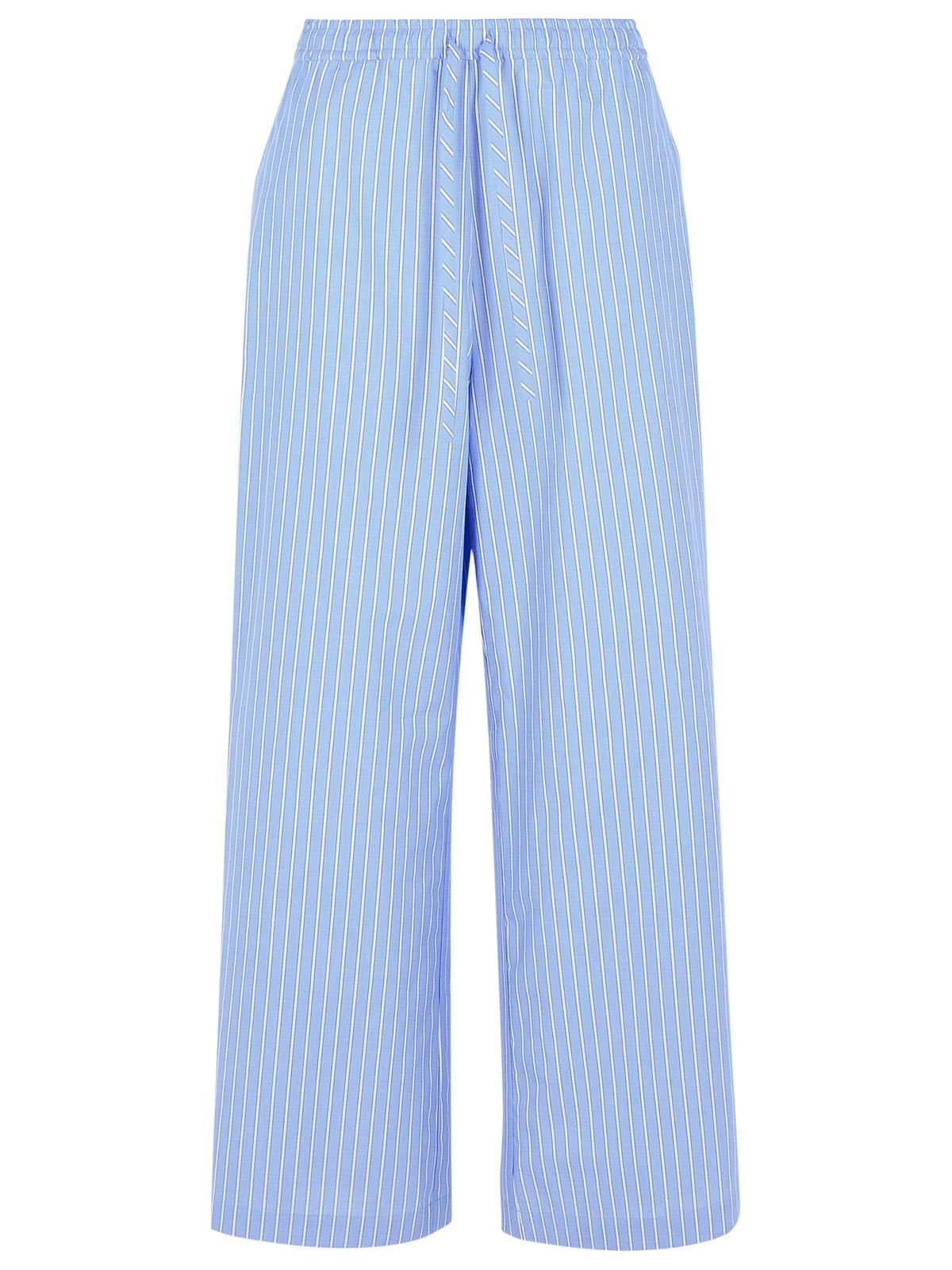 Marni Cotton Trousers With Elastic Waistband And Striped Pattern In Light Blue