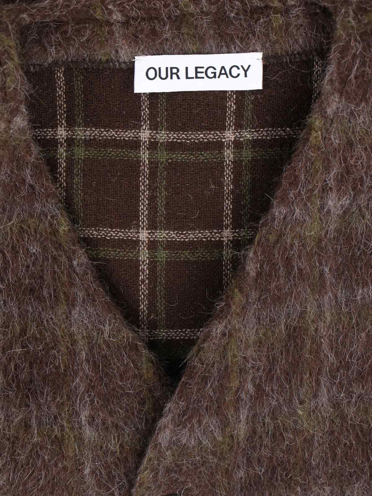 Our Legacy Checked Brushed-knit Cardigan In Brown