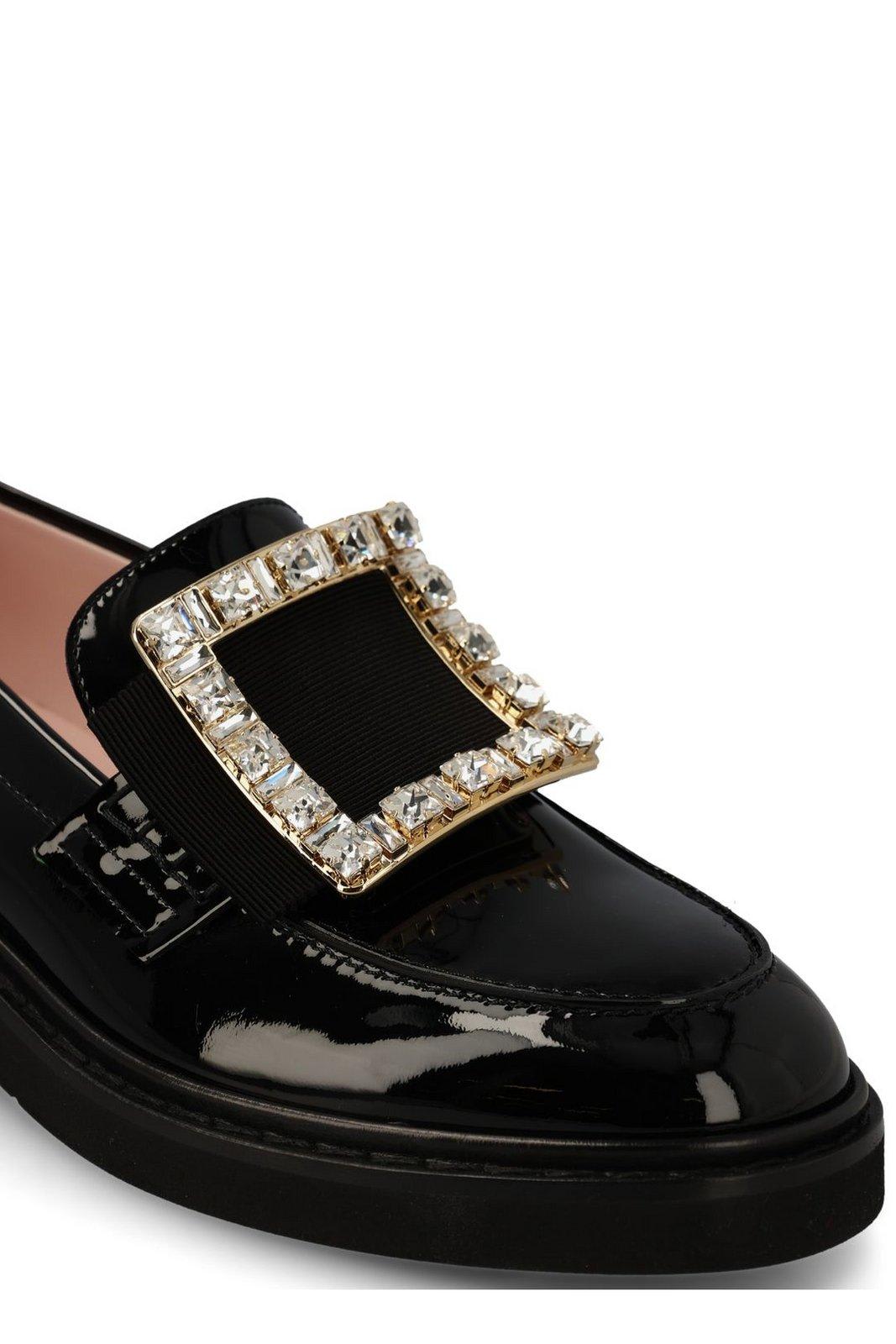Roger Vivier Viv Rangers Black Patent Loafers In Black