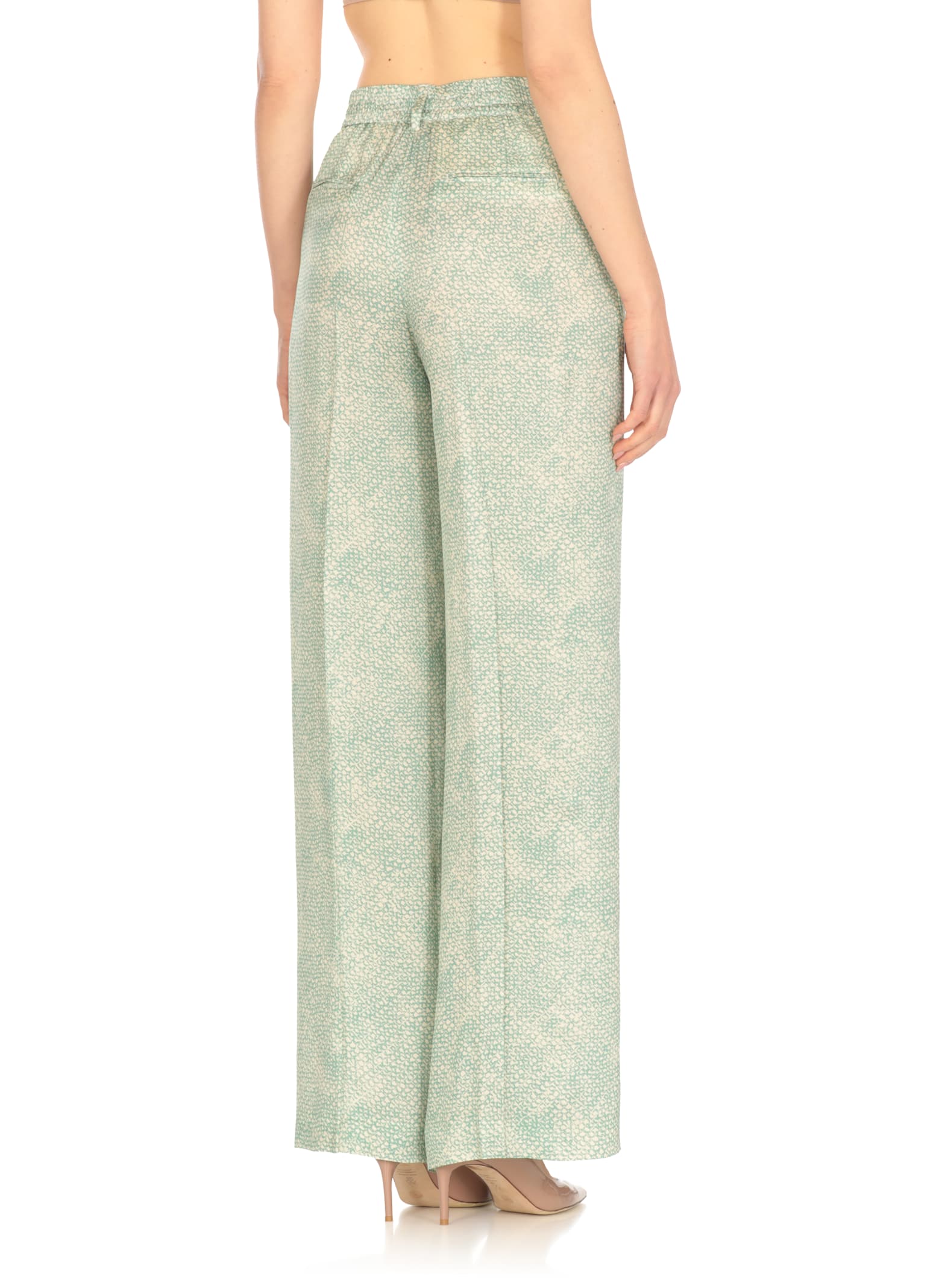 Pt Torino Wide-leg Palazzo Trousers With Elastic Waist In Green