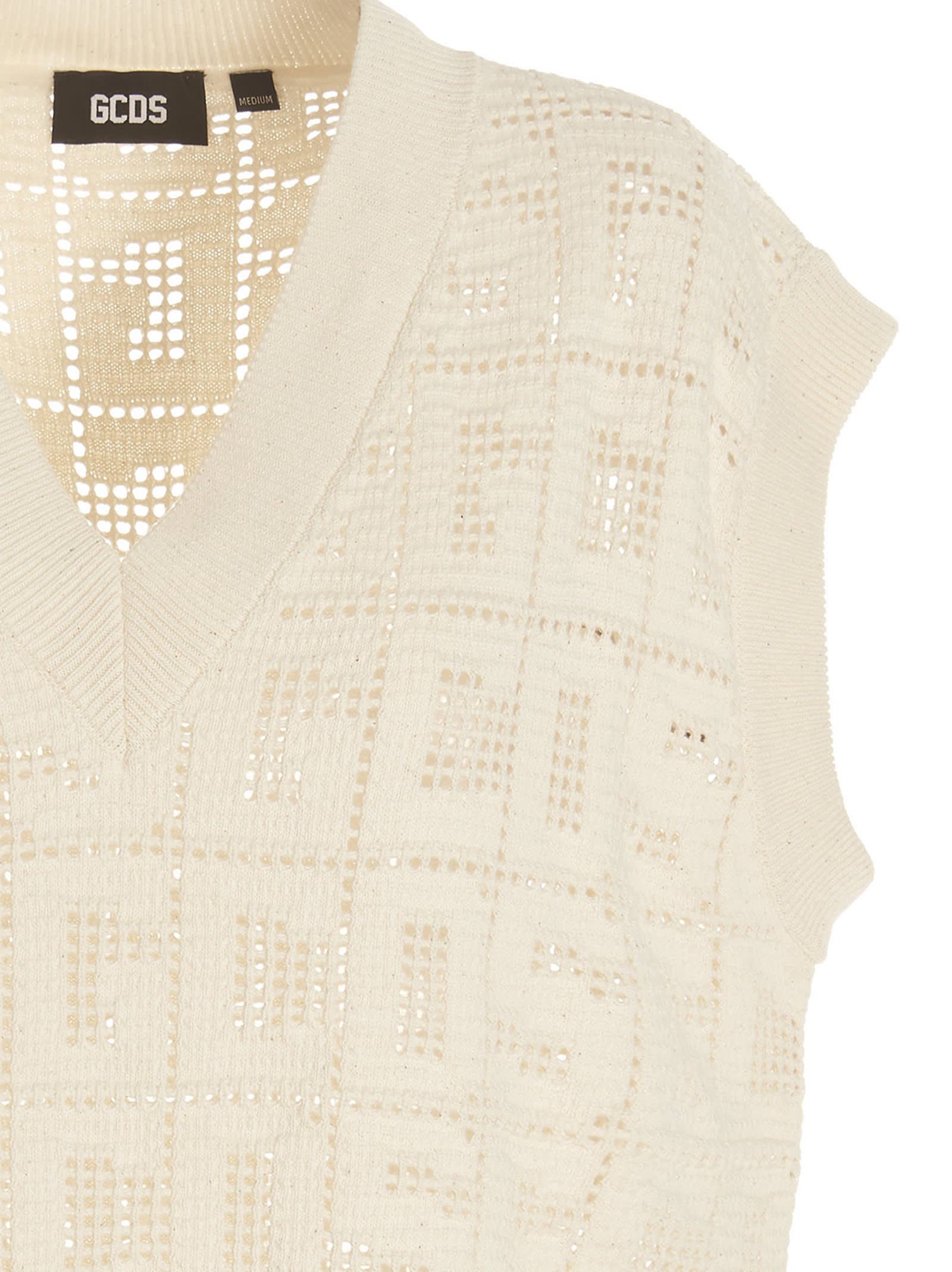 Macrame Vest With Monogram In Off White