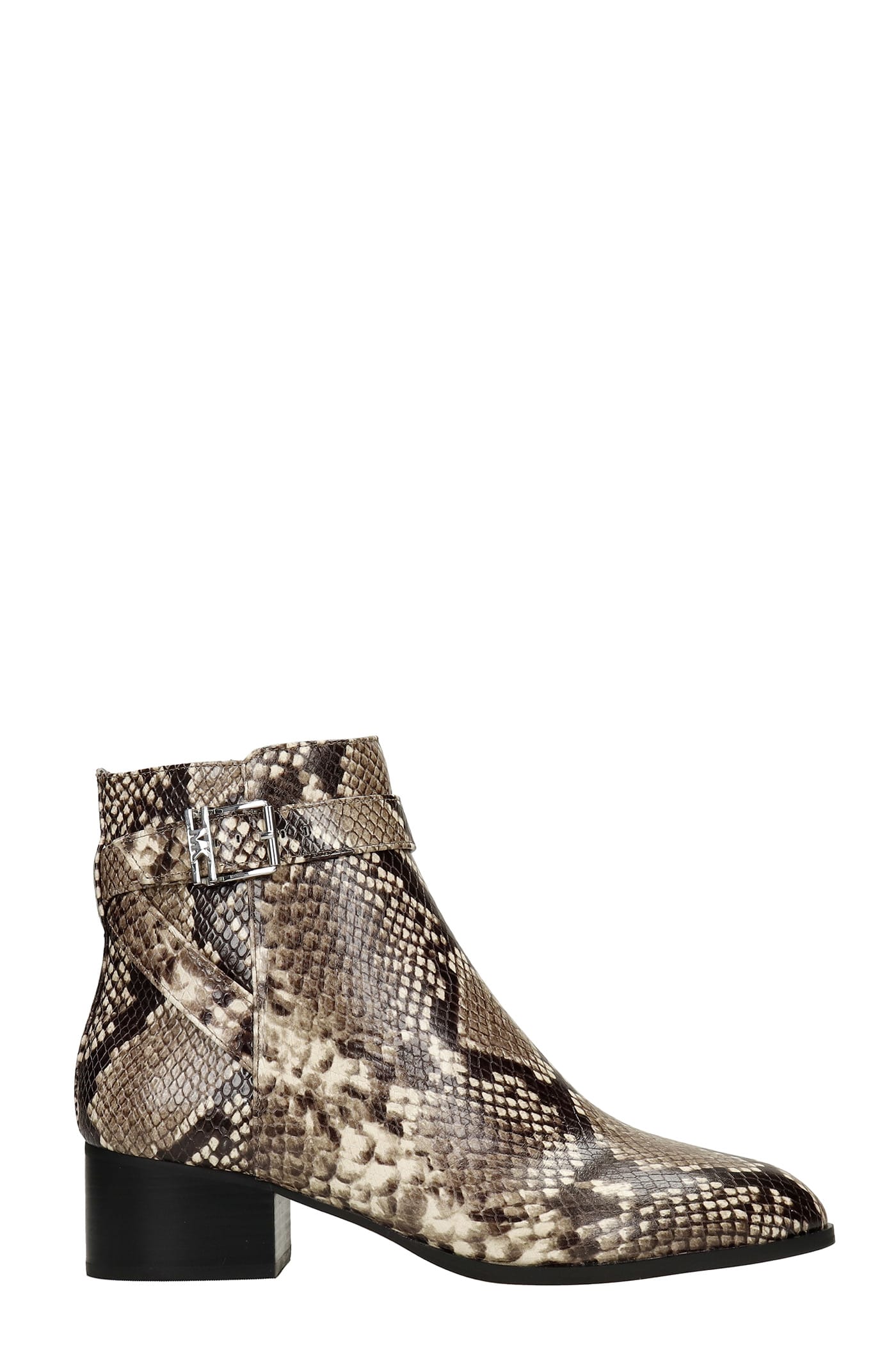 Michael Kors Britton Low Heels Ankle Boots In Python Print Leather