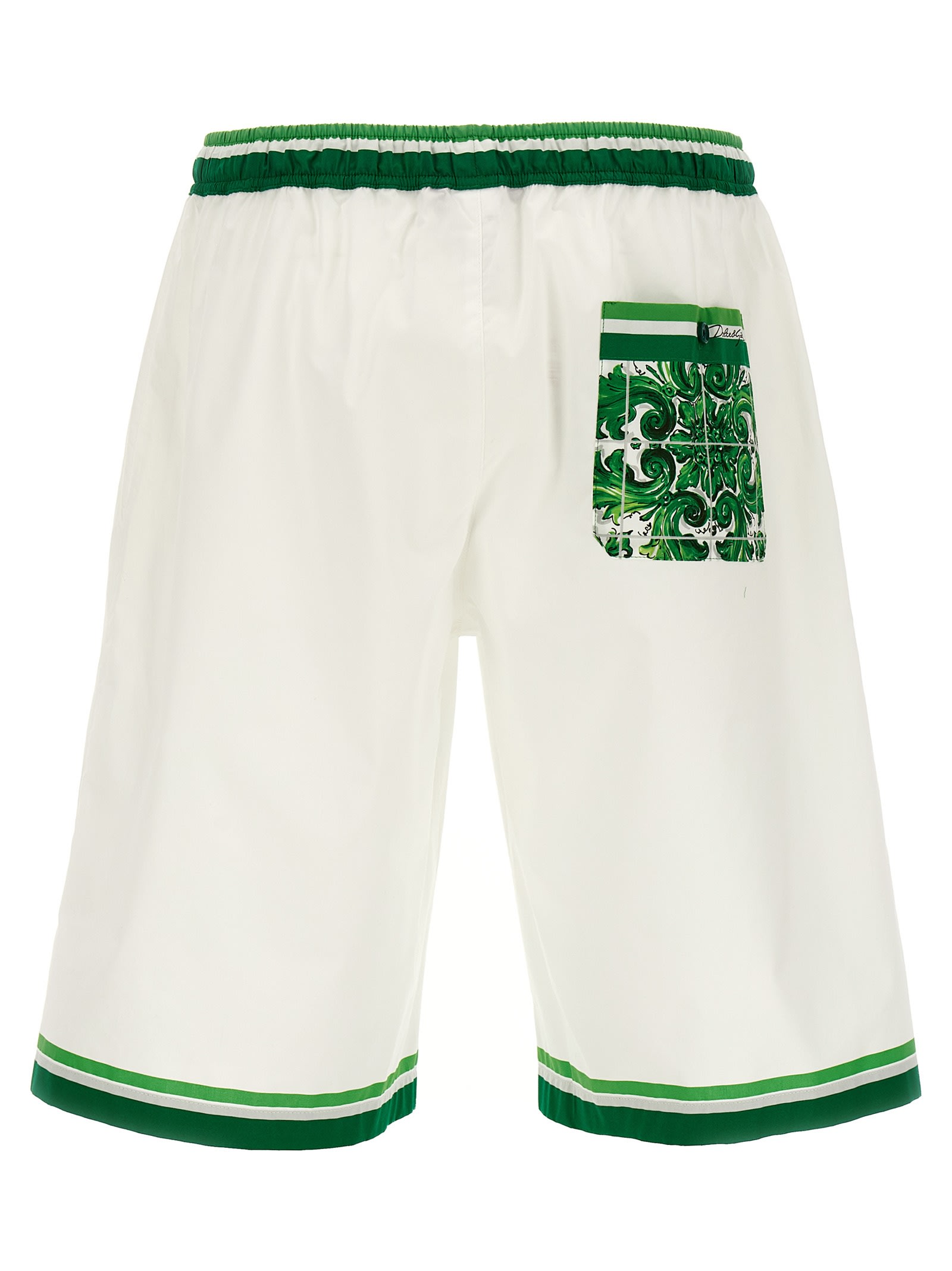 Shop Dolce & Gabbana Maiolica Bermuda Shorts In Green