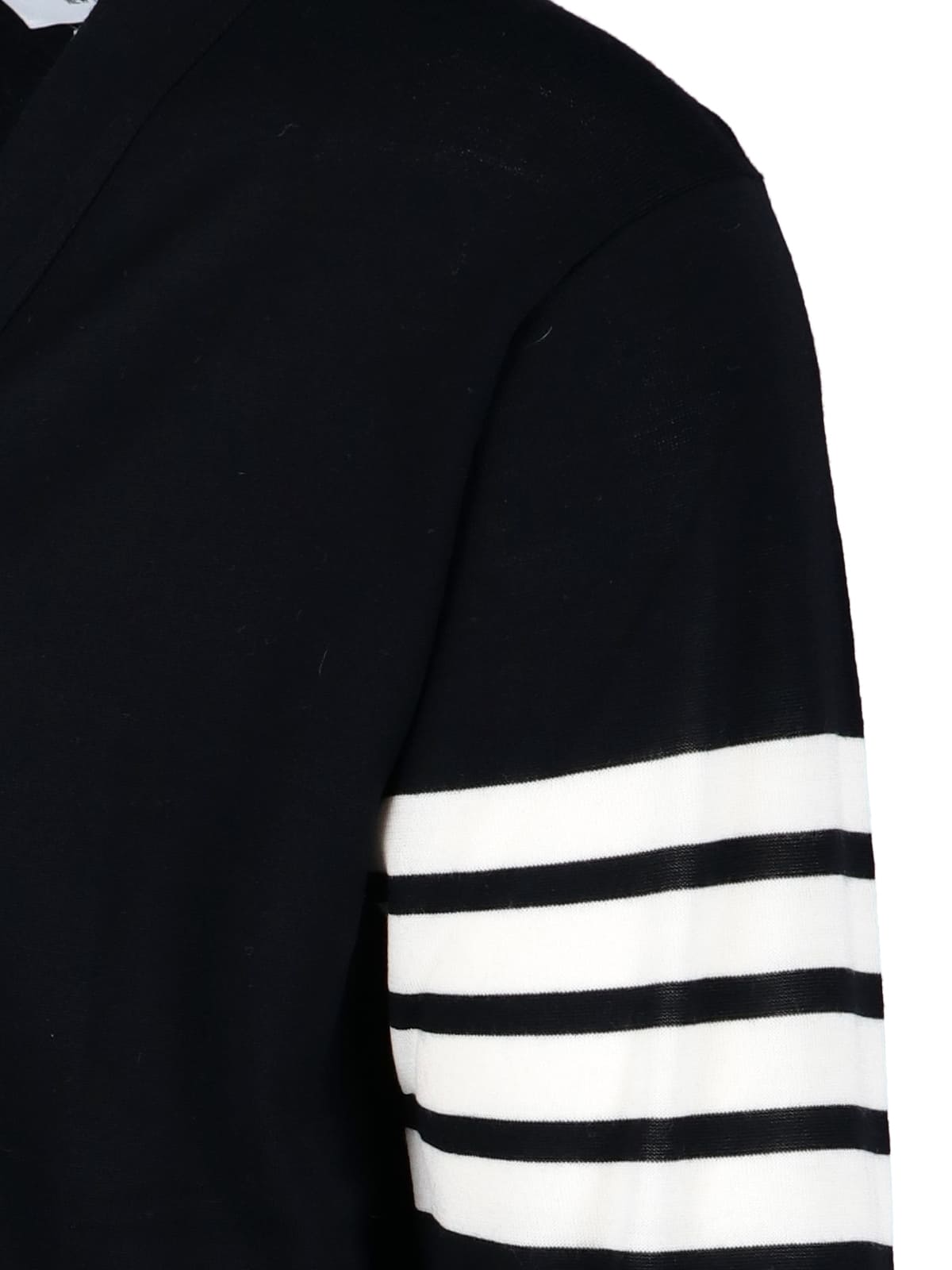 Thom Browne V-neck Cardigan With Stripes And Pockets In Black
