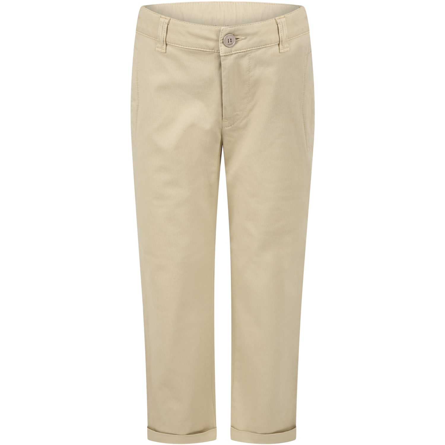 Dondup Beige Trousers For Boy With Patch Logo