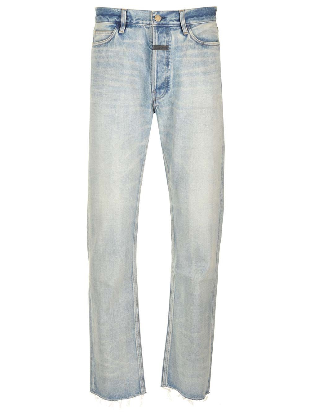 Shop Fear Of God Classic Straight Leg Jeans In Light Blue