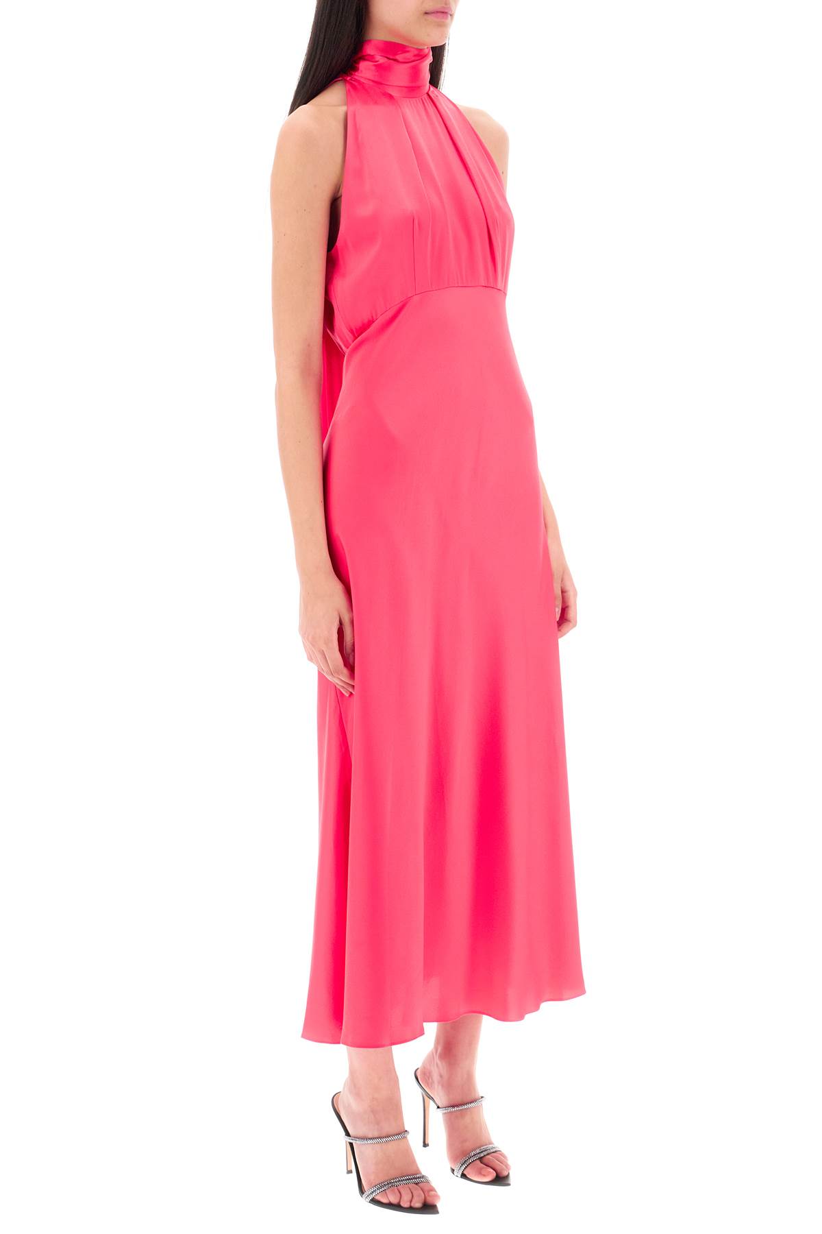 Shop Saloni Michelle Satin Dress In Melon (pink)