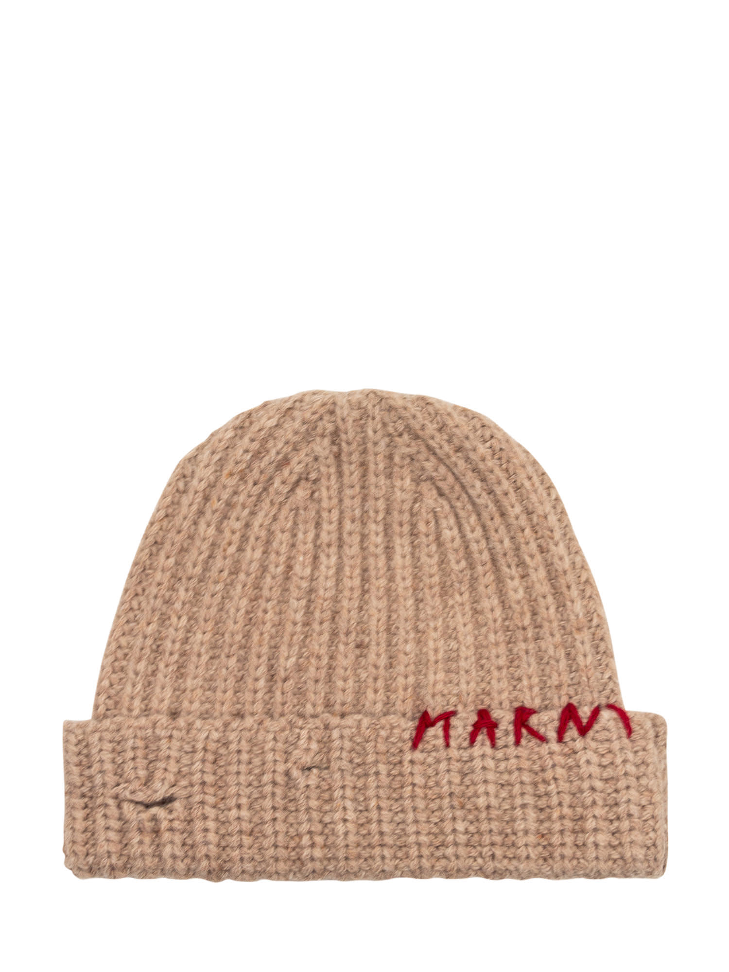 Shop Marni Hat With Logo In Moccasin