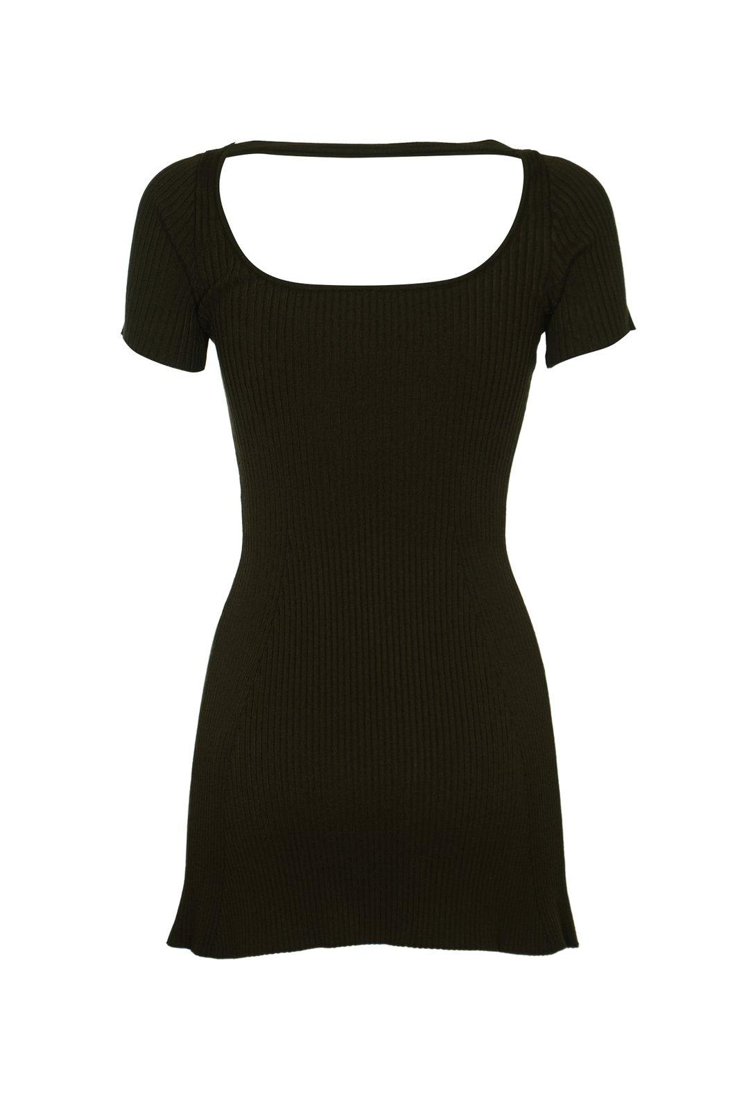 Shop Courrèges Hyperbole Rib Knit Polo Dress In Brown