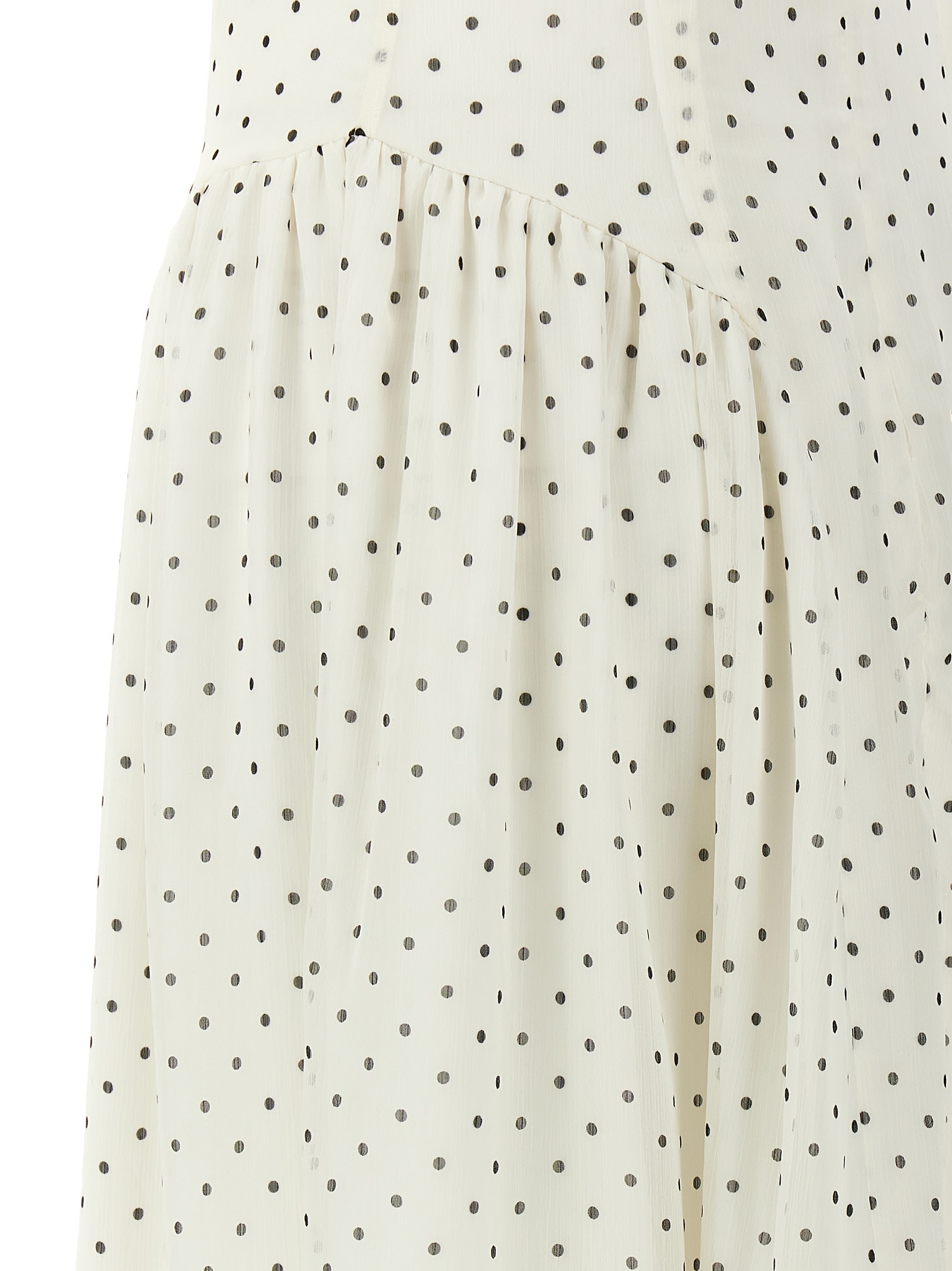 Rotate Birger Christensen Maxi Dress With Polka Dot Pattern In Bianco
