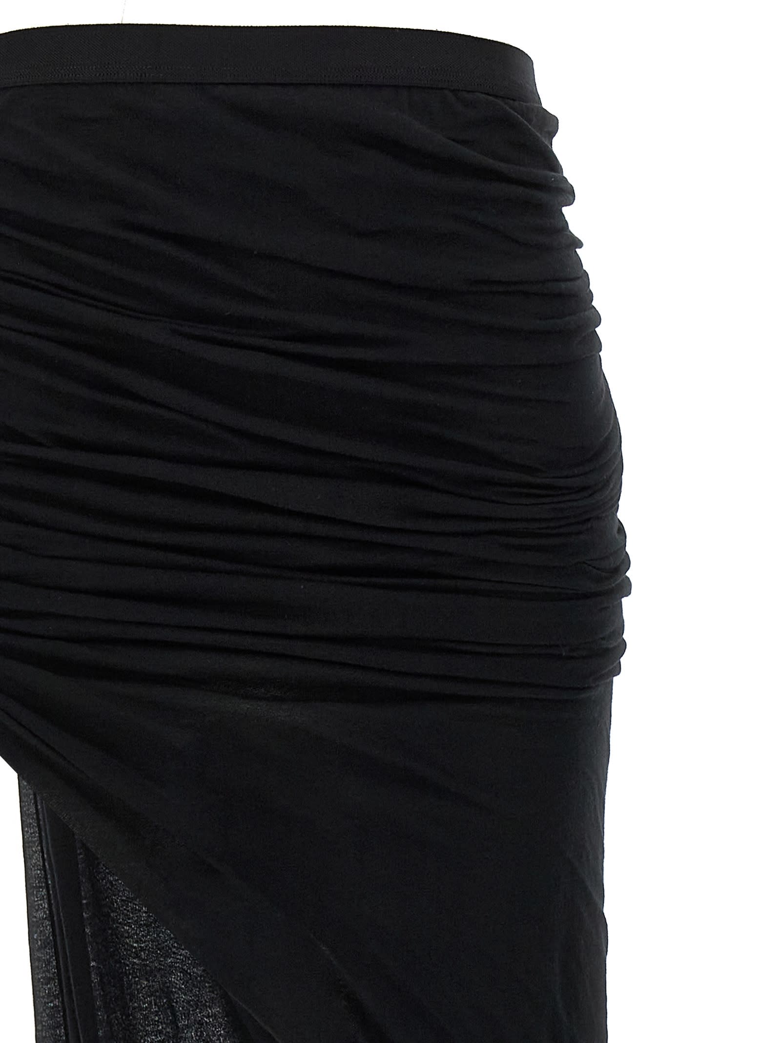 【関税＆送料込み】Rick Owens 'Edfu' Black Skirt With Elast RICK OWENS | WOVEN EDFU SKIRT