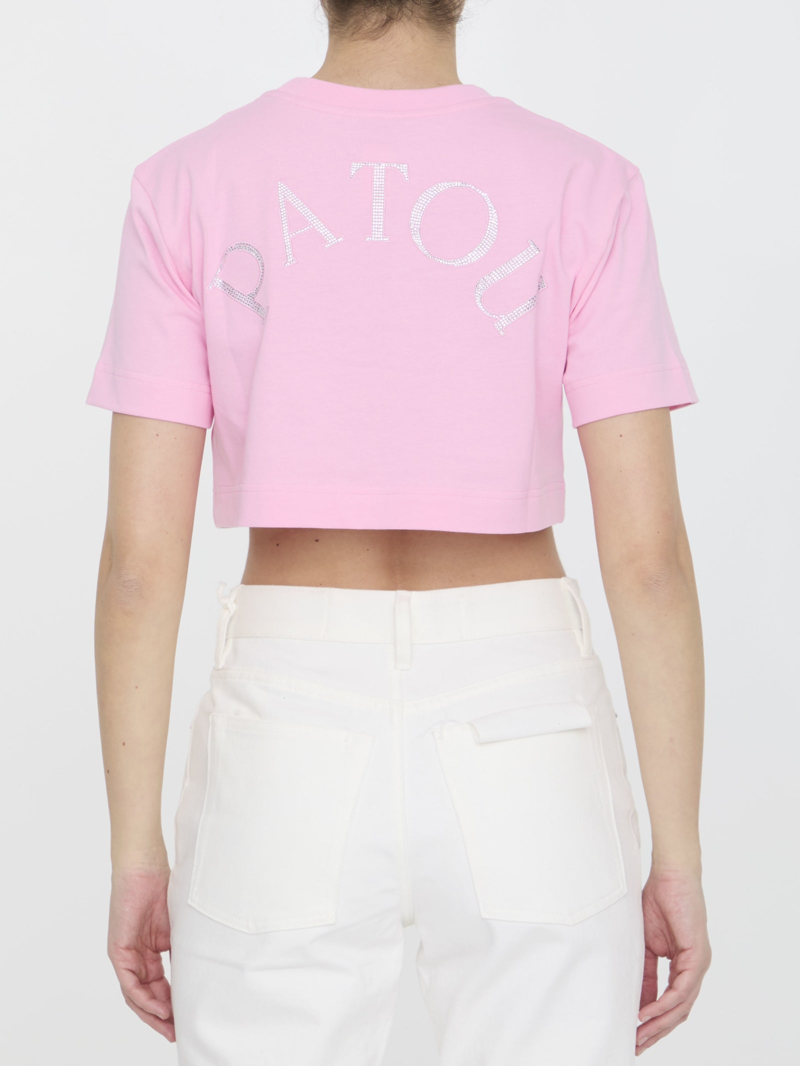 Shop Patou Cropped T-shirt In Rosa