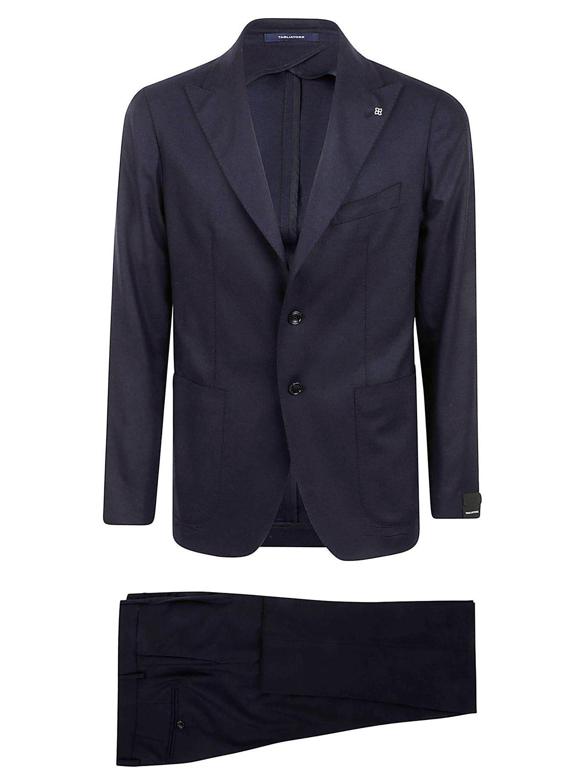 Shop Tagliatore Single-breasted Two-piece Suit Set In Blu