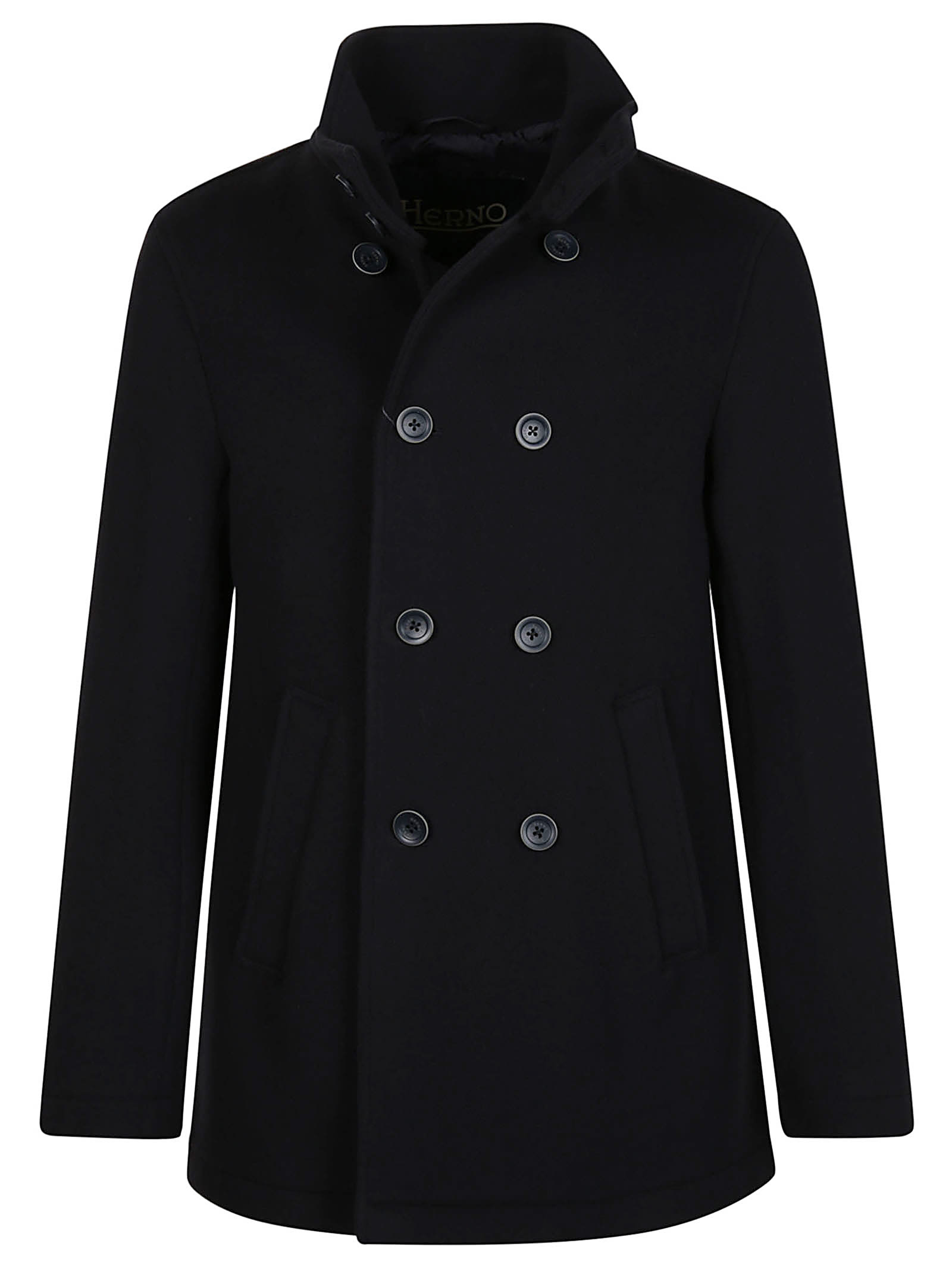 Shop Herno Peacoat In Blu Navy