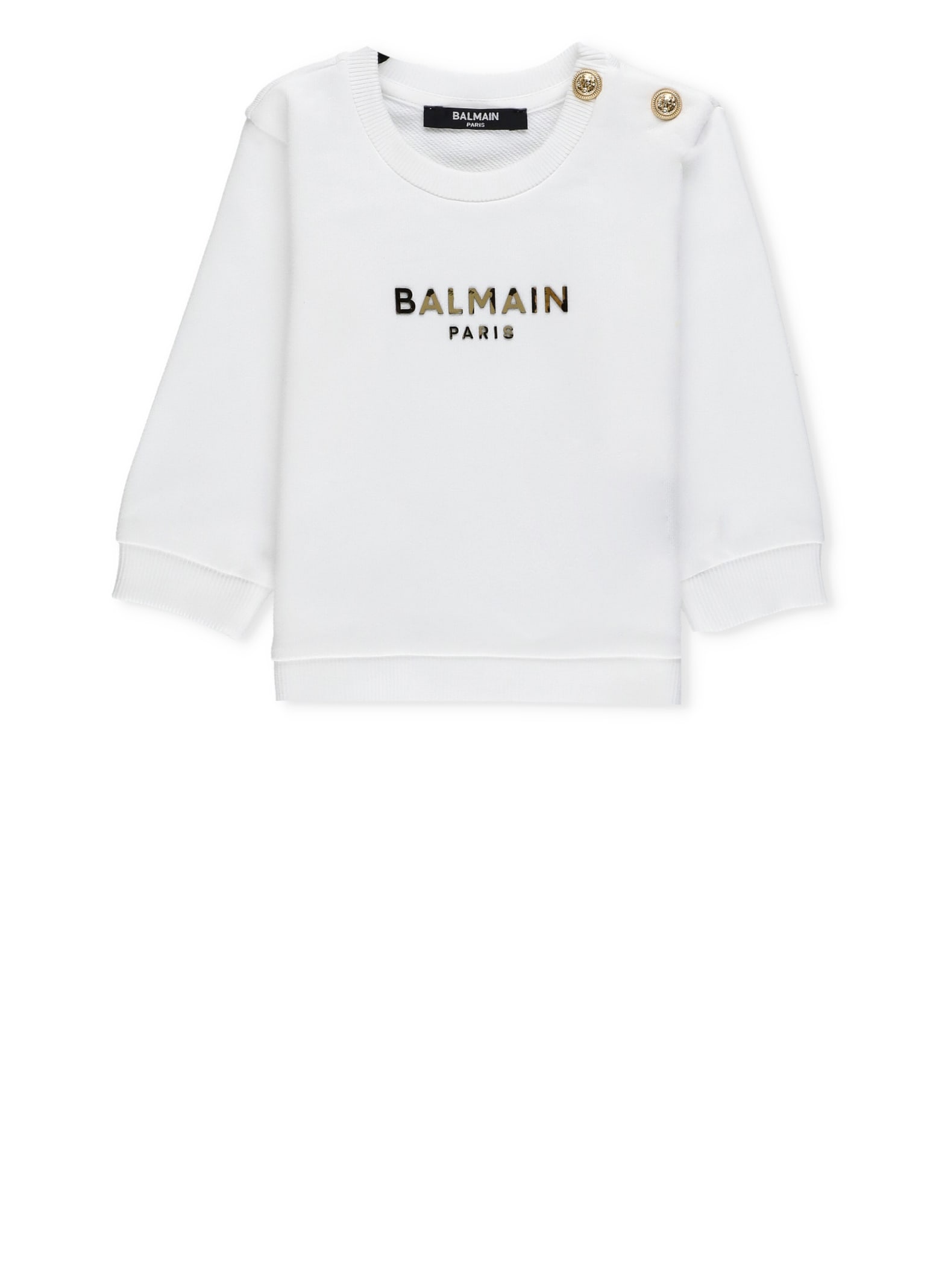 Shop Balmain Logoed Sweater In White
