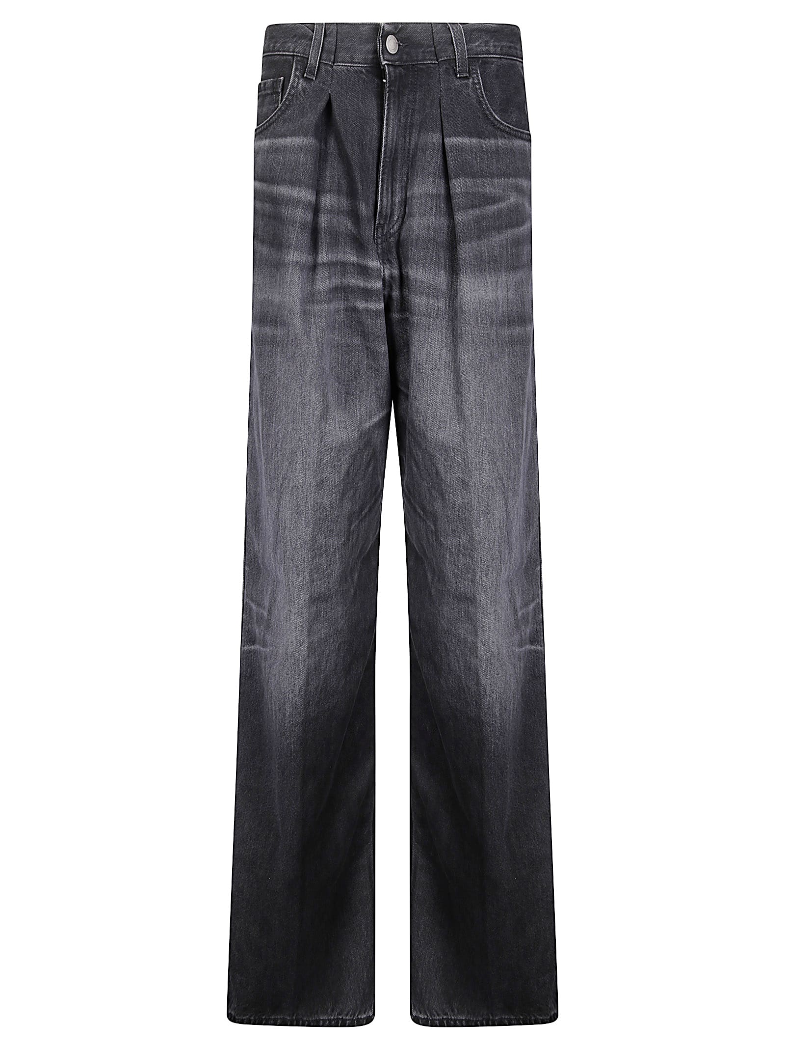Haikure Black Jeans With Belt Loops And Logo Patch On The Rear In Gray